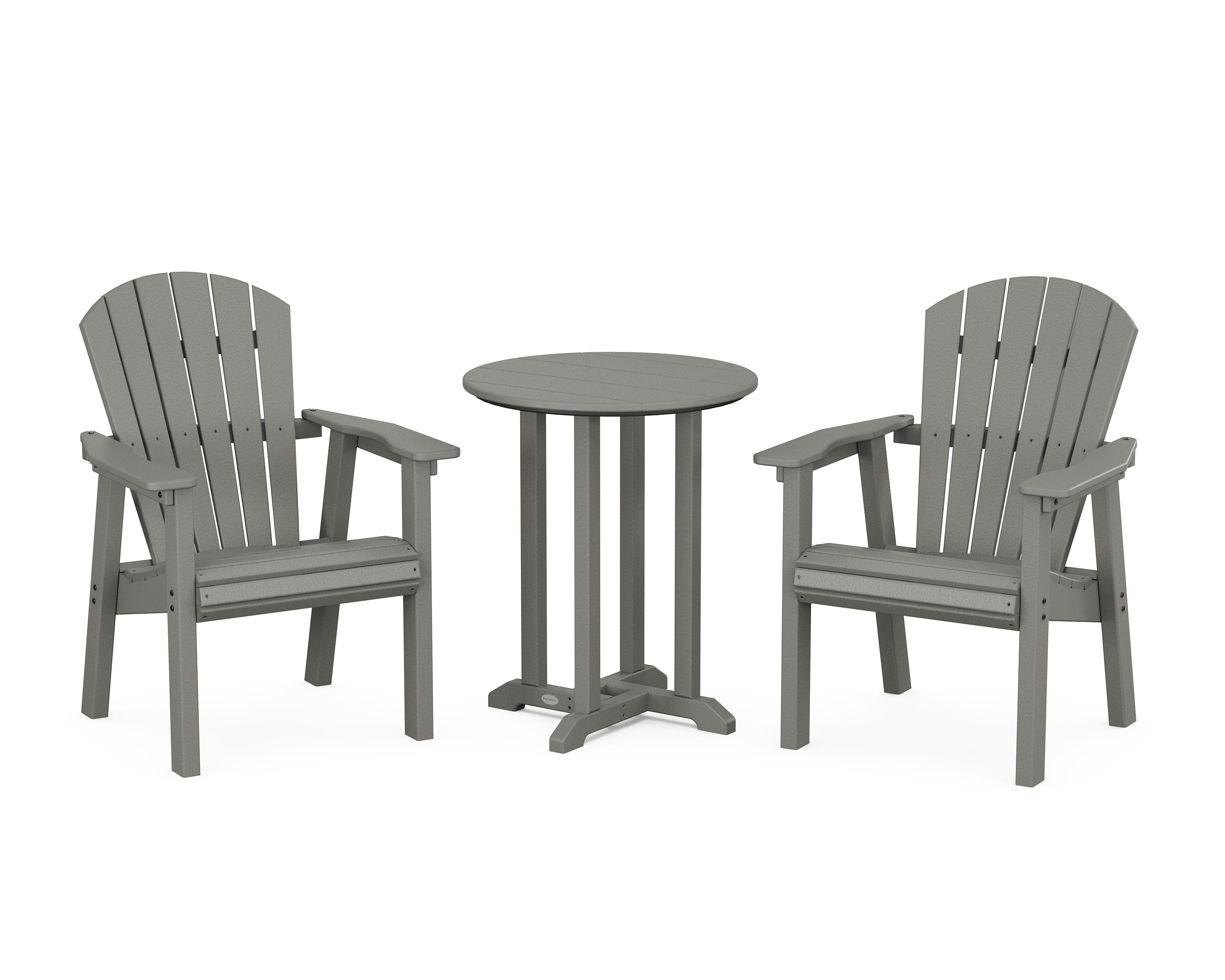 Seashell 3-Piece Round Farmhouse Bistro Dining Set in Slate Grey