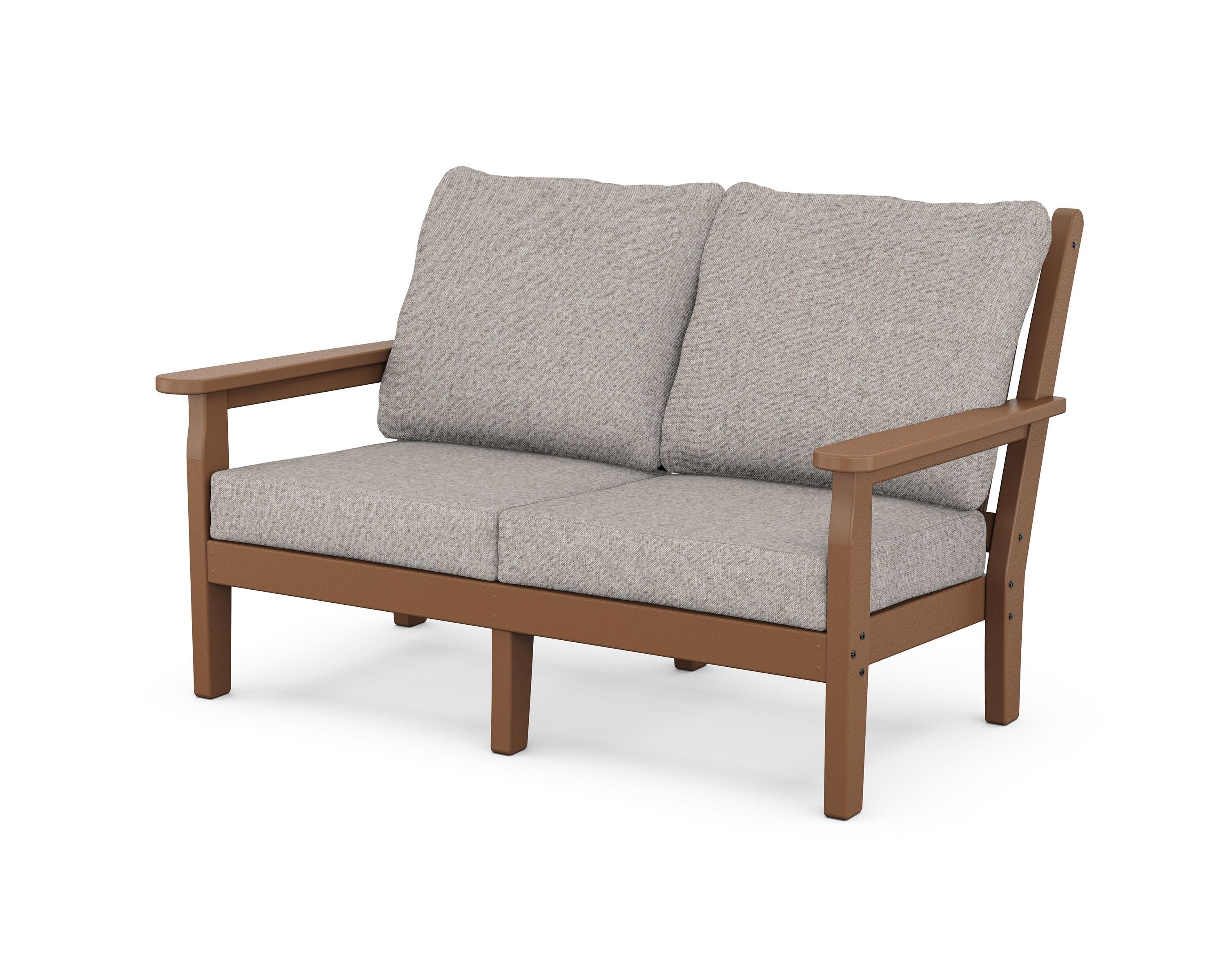 Chippendale Deep Seating Loveseat in Teak / Weathered Tweed