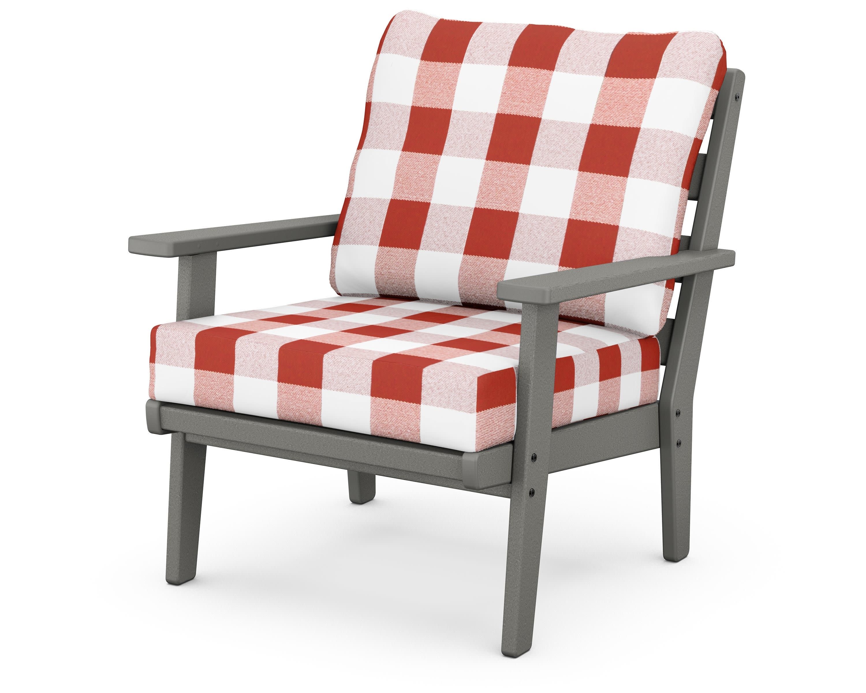 Grant Park Deep Seating Chair in Slate Grey / Buffalo Plaid Crimson