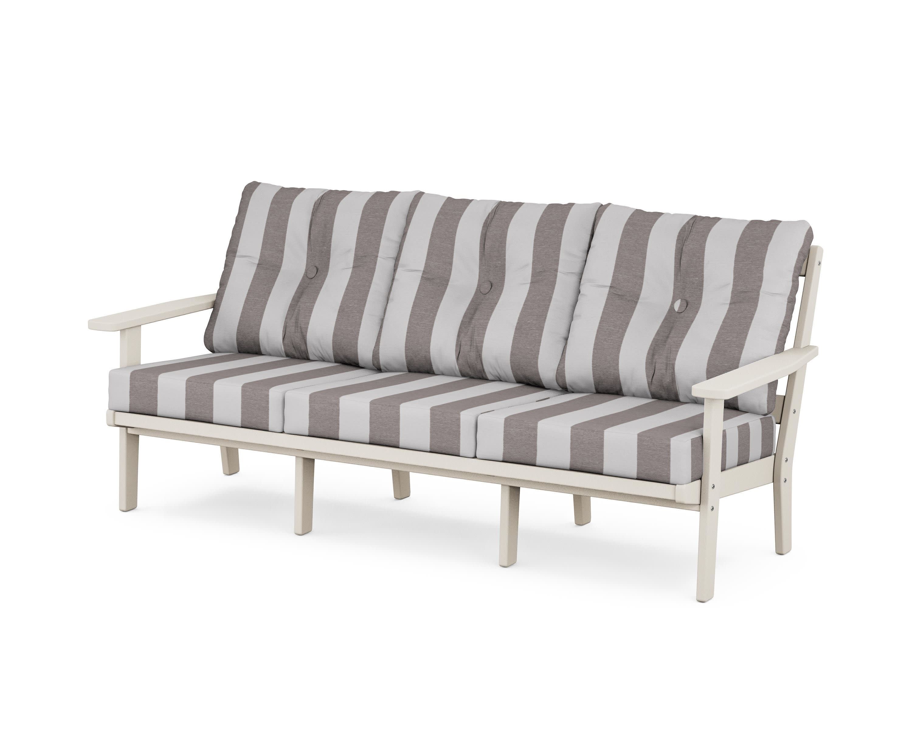 Oxford Deep Seating Sofa in Sand / Cabana Stripe Grey Mist