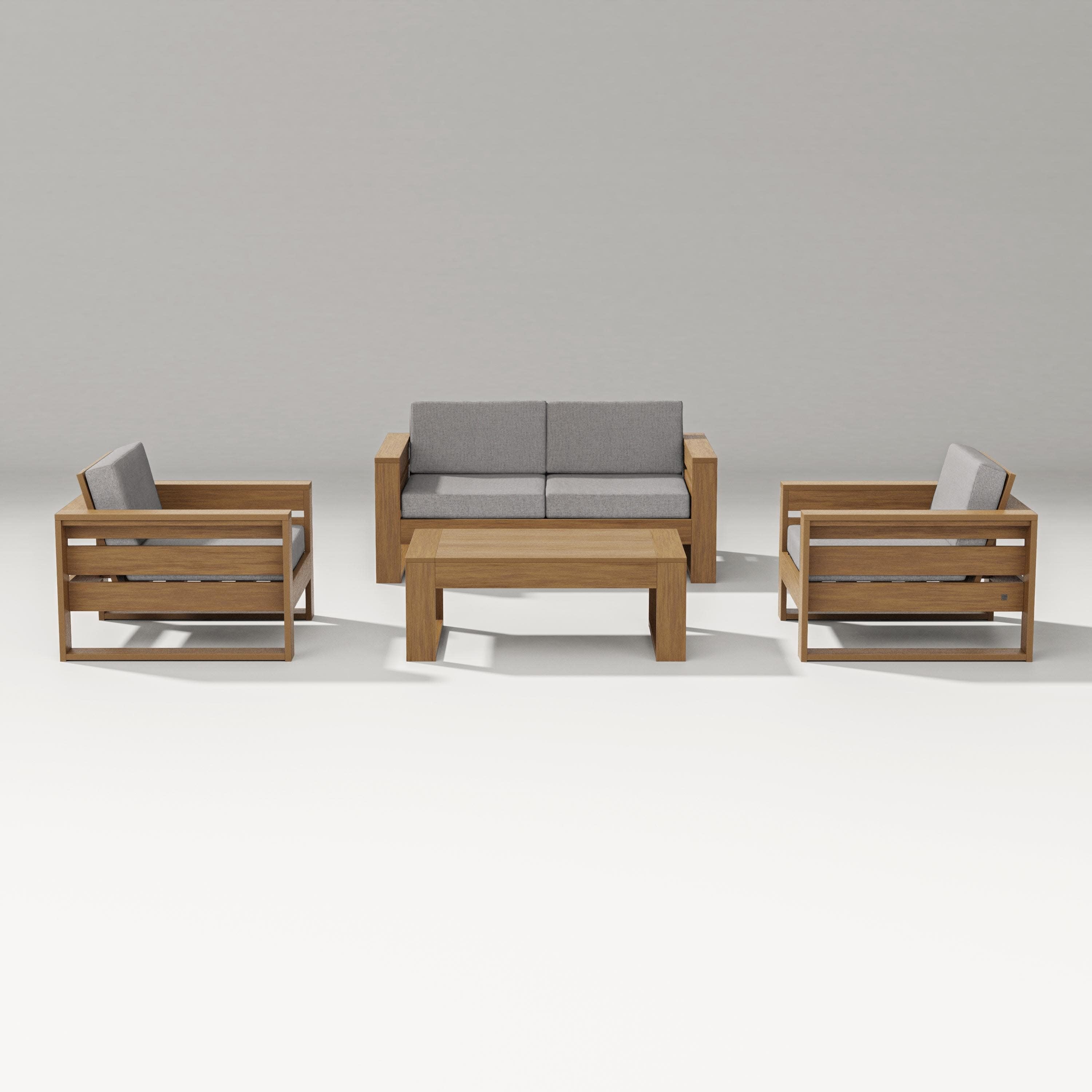 Latitude 4-Piece Lounge Loveseat Set in Natural / Grey Mist