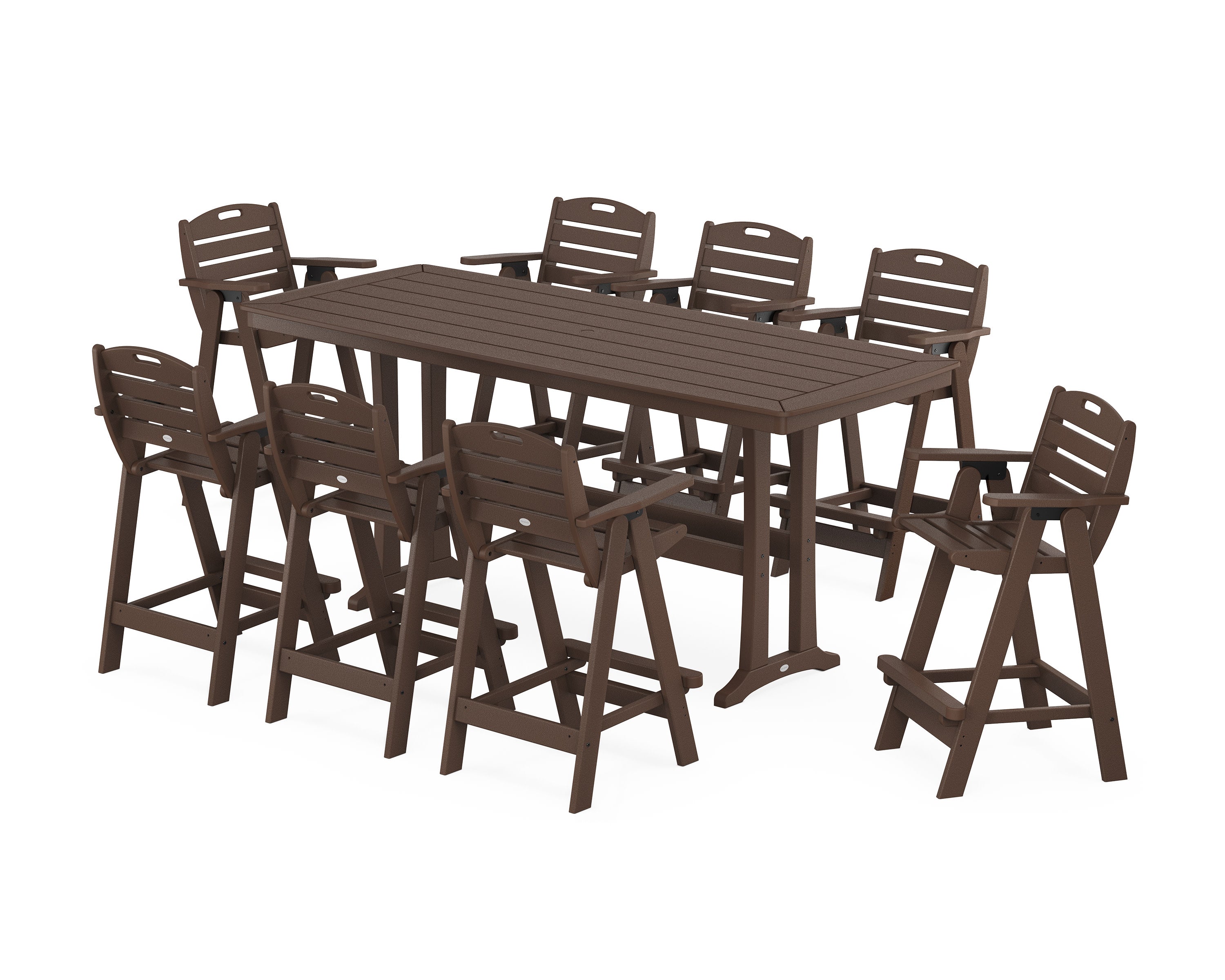 Nautical 9-Piece Bar Set with Trestle Legs in Mahogany