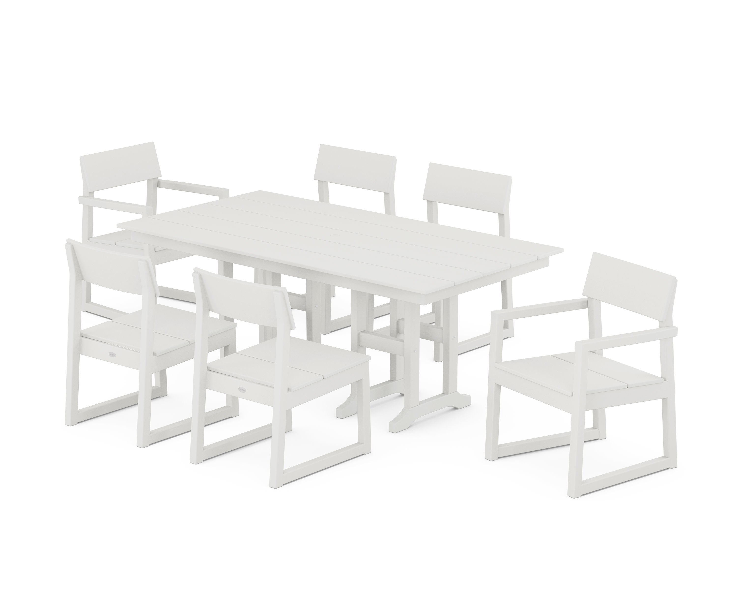 EDGE 7-Piece Farmhouse Dining Set in Vintage White