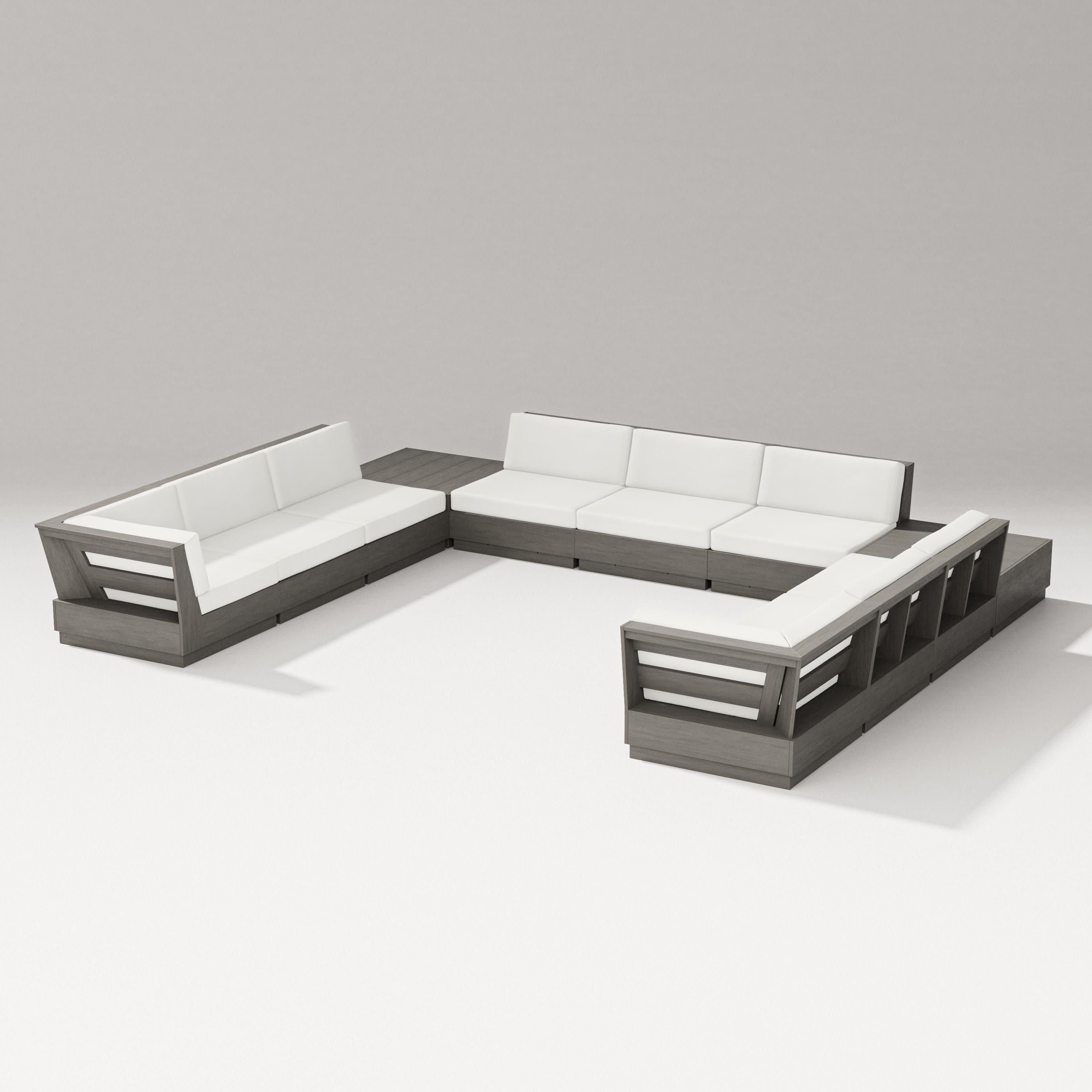 Elevate 11-Piece U-Shaped Sofa Sectional in Driftwood / Natural Linen