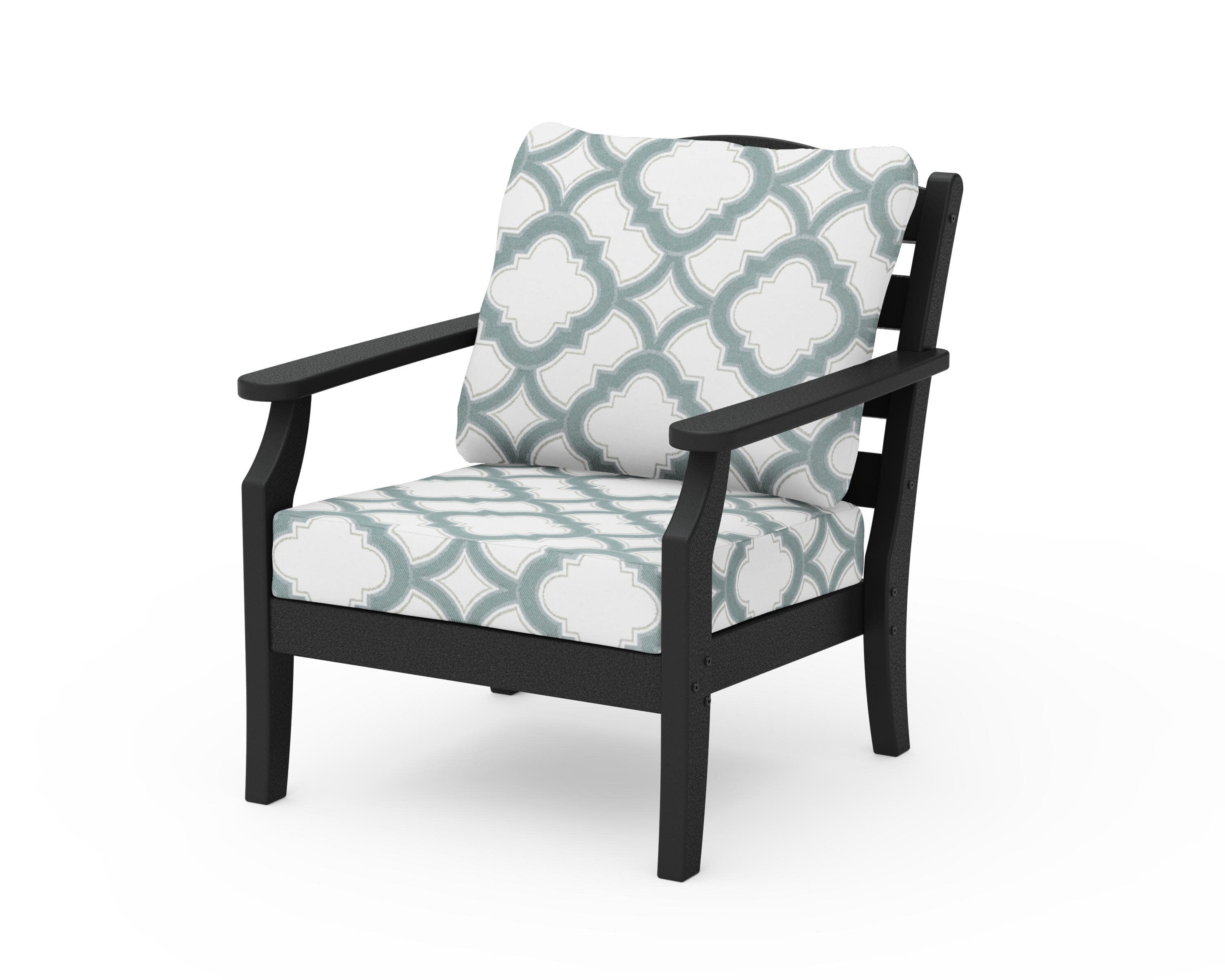 Savannah Deep Seating Chair in Black / Trellis Glacier Spa