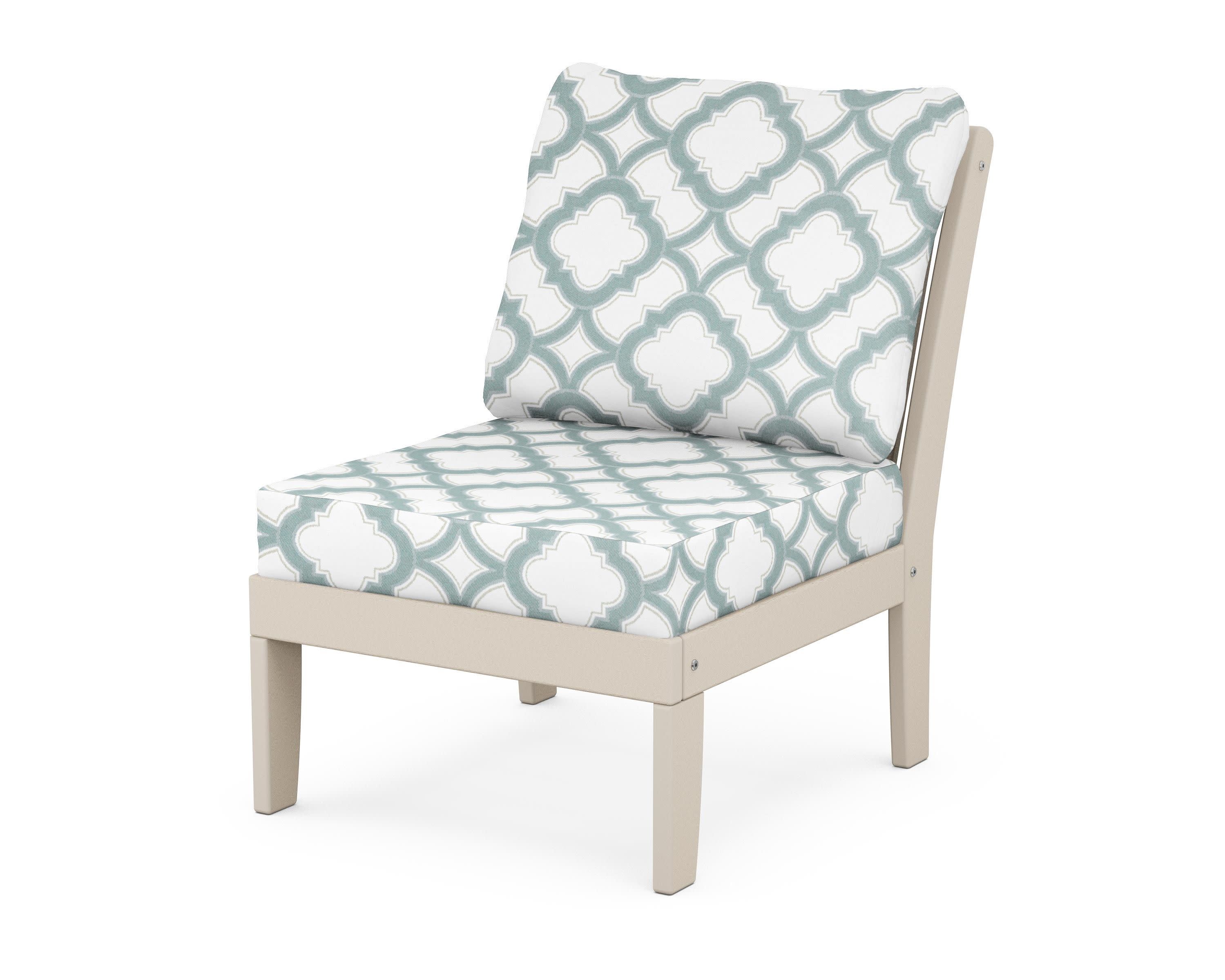 Braxton Modular Armless Chair in Sand / Trellis Glacier Spa