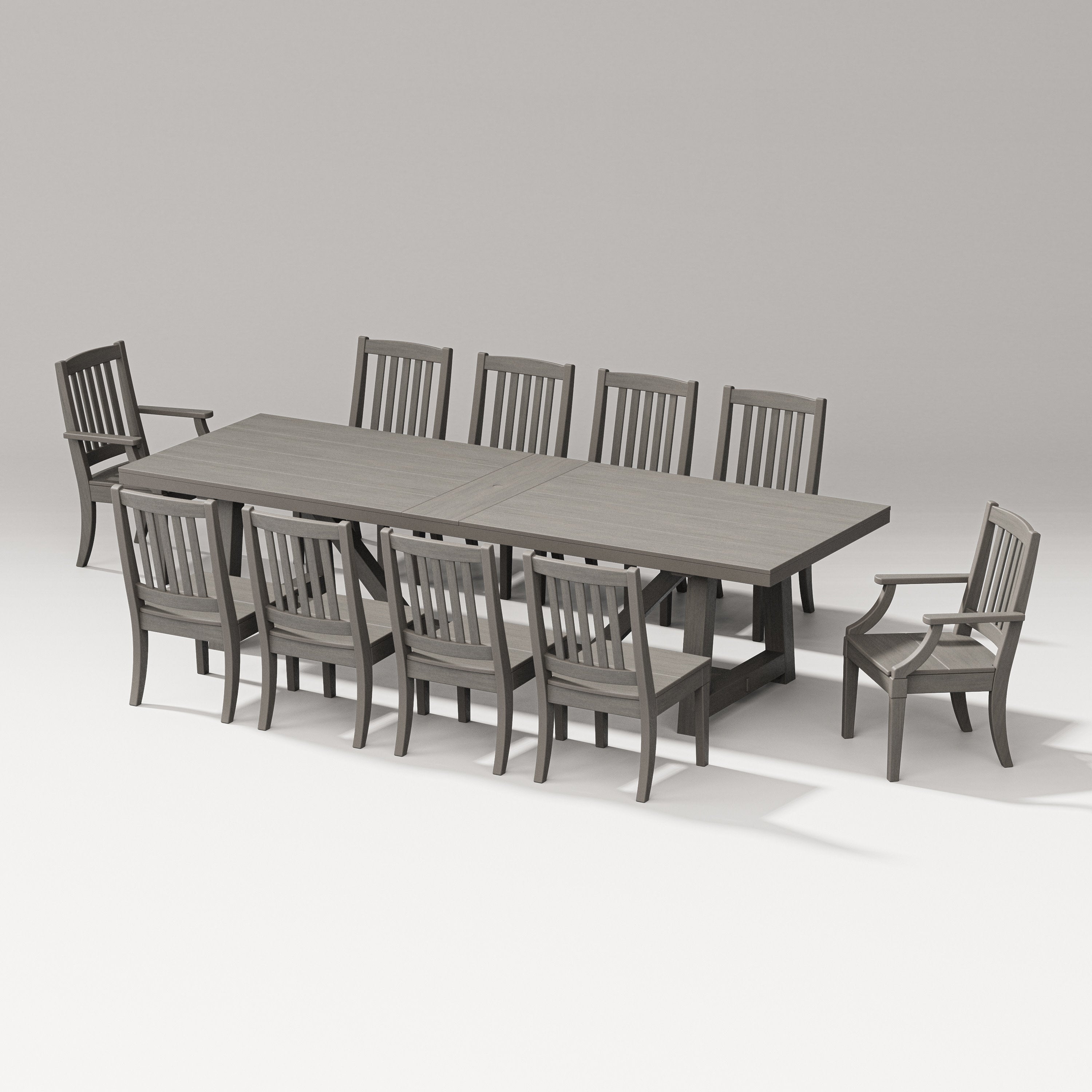 Estate 11-Piece A-Frame Table Dining Set in Driftwood