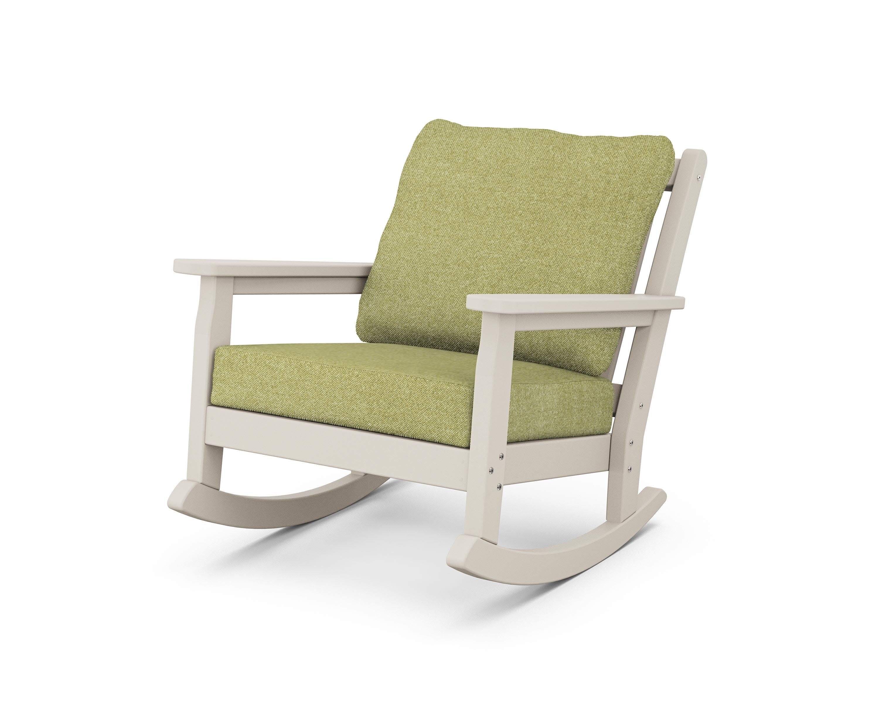 Chippendale Deep Seating Rocking Chair in Sand / Chartreuse Boucle