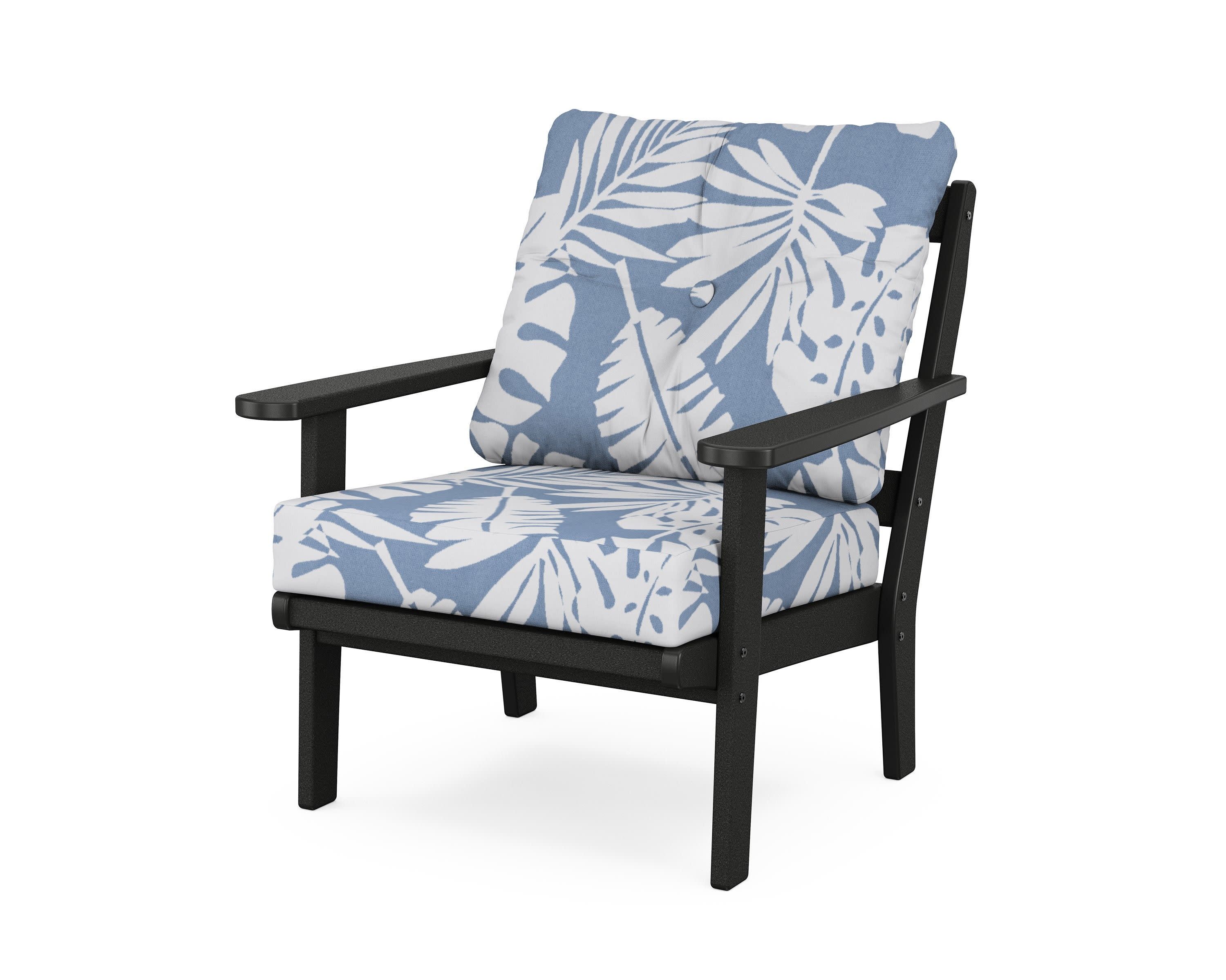Mission Deep Seating Chair in Black / Leaf Sky Blue
