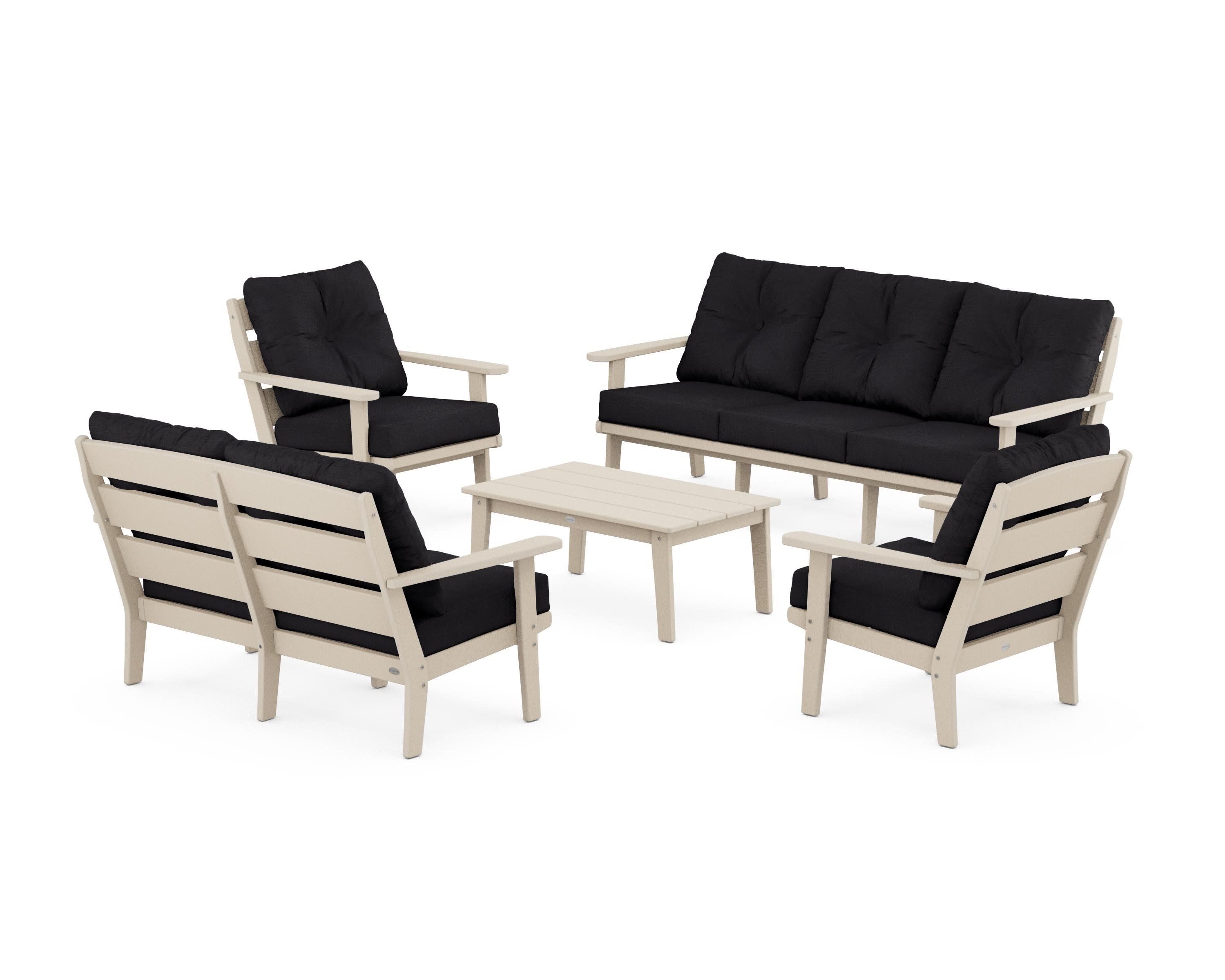 Lakeside 5-Piece Lounge Sofa Set in Sand / Midnight Linen