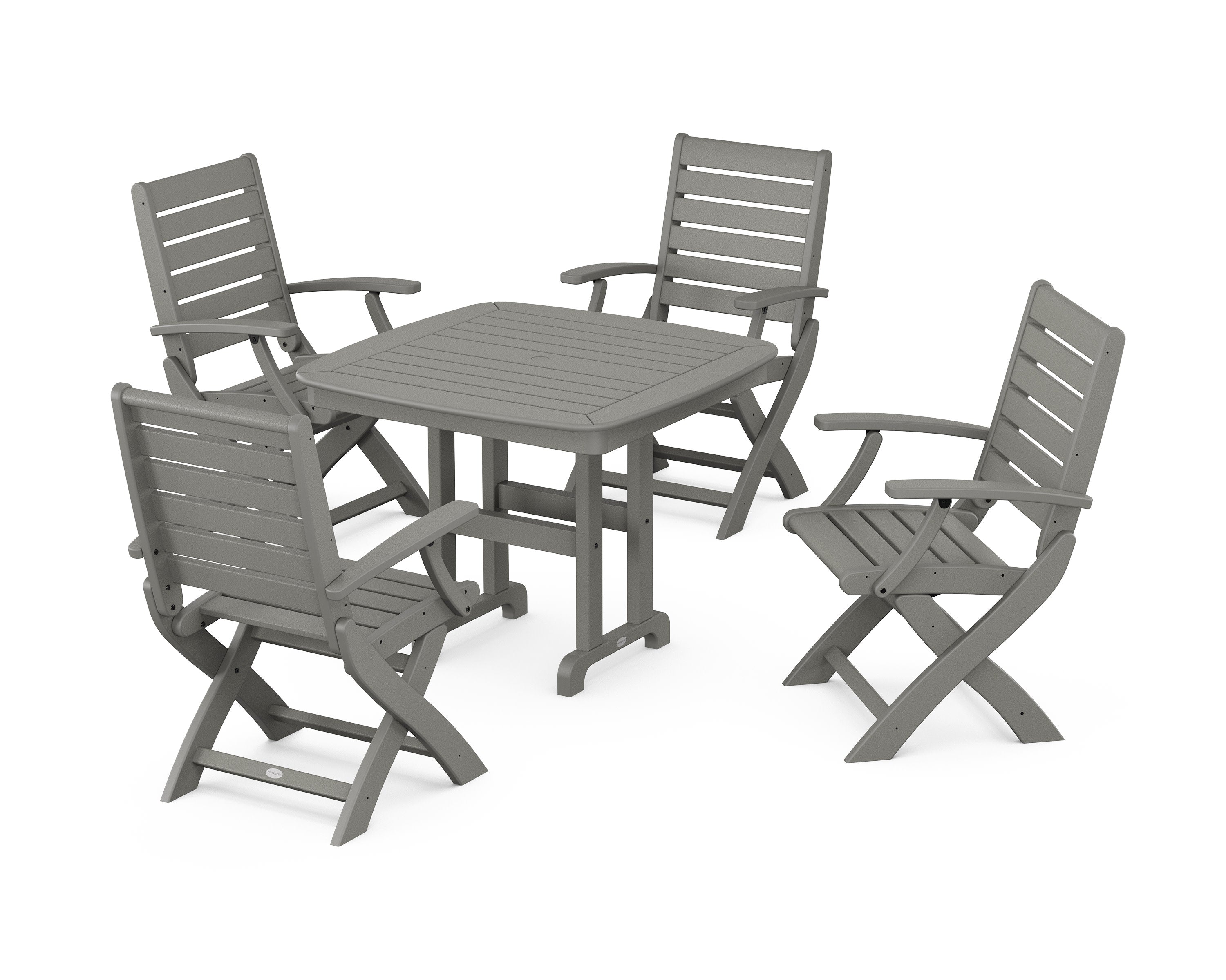 Signature Folding Chair 5-Piece Dining Set in Slate Grey