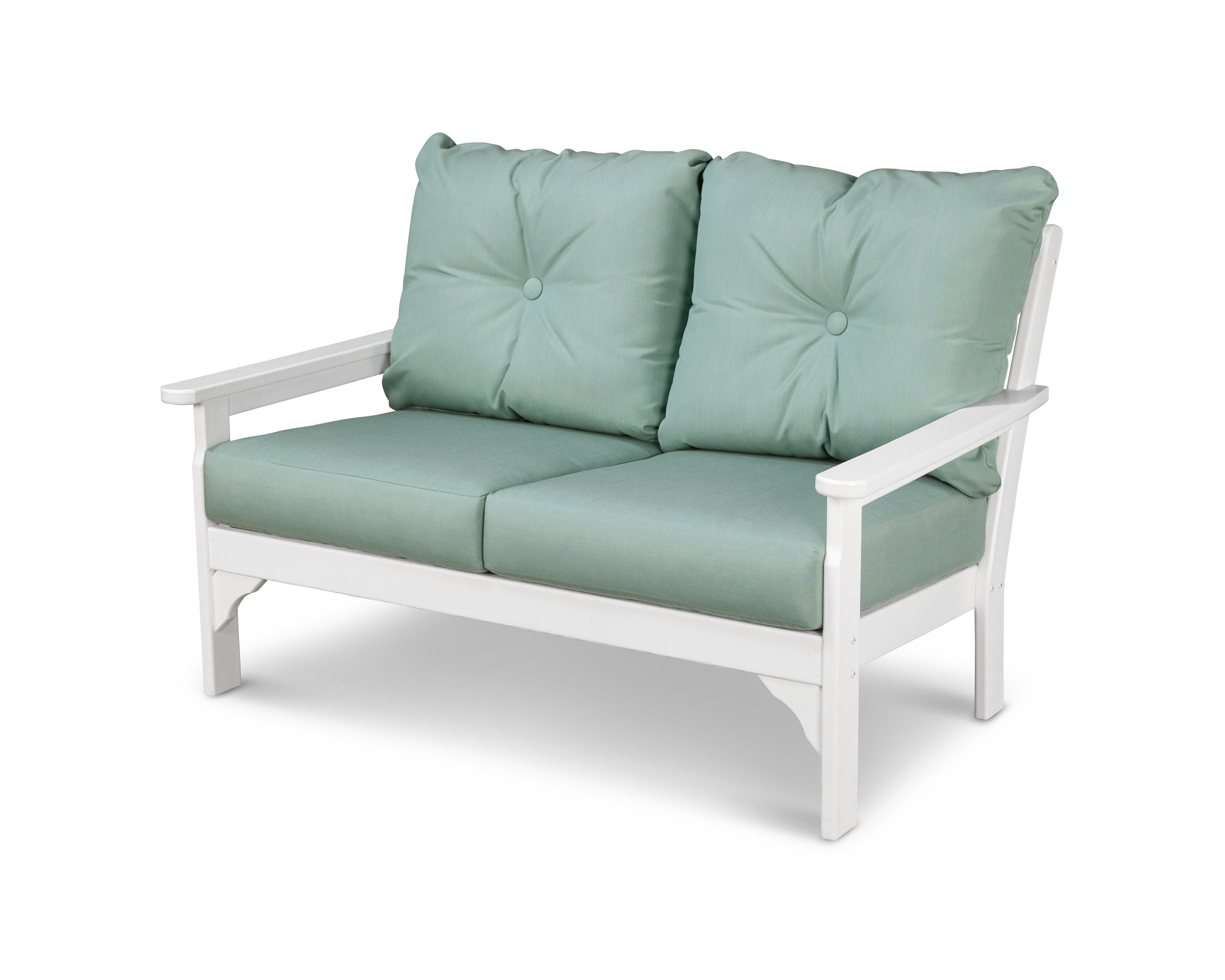 Vineyard Deep Seating Loveseat in White / Spa