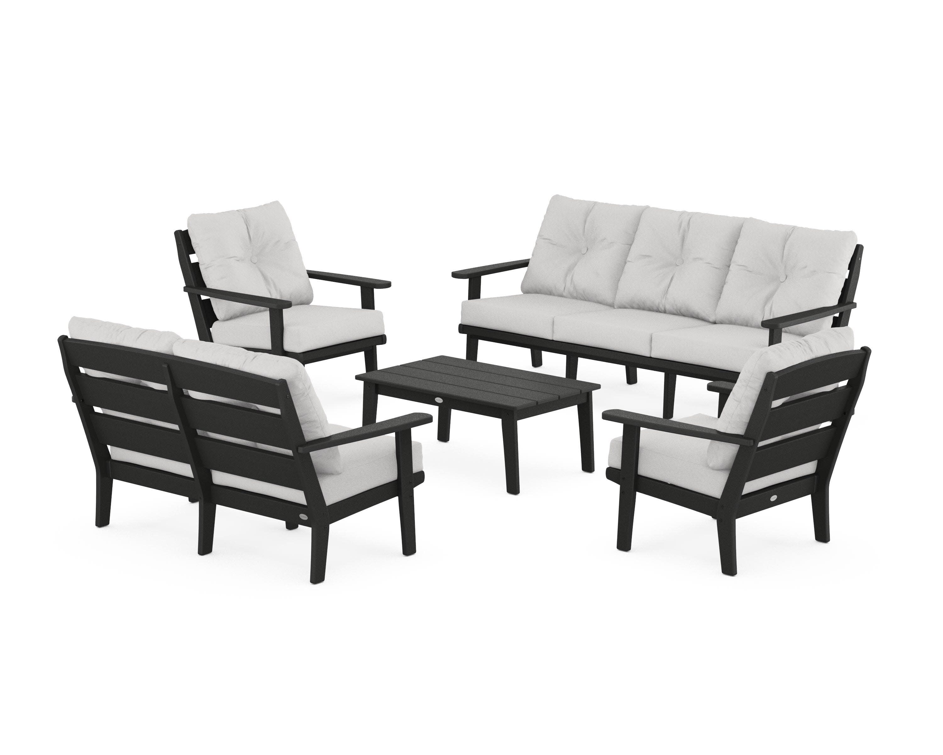 Lakeside 5-Piece Lounge Sofa Set in Black / Diamond in the Rough