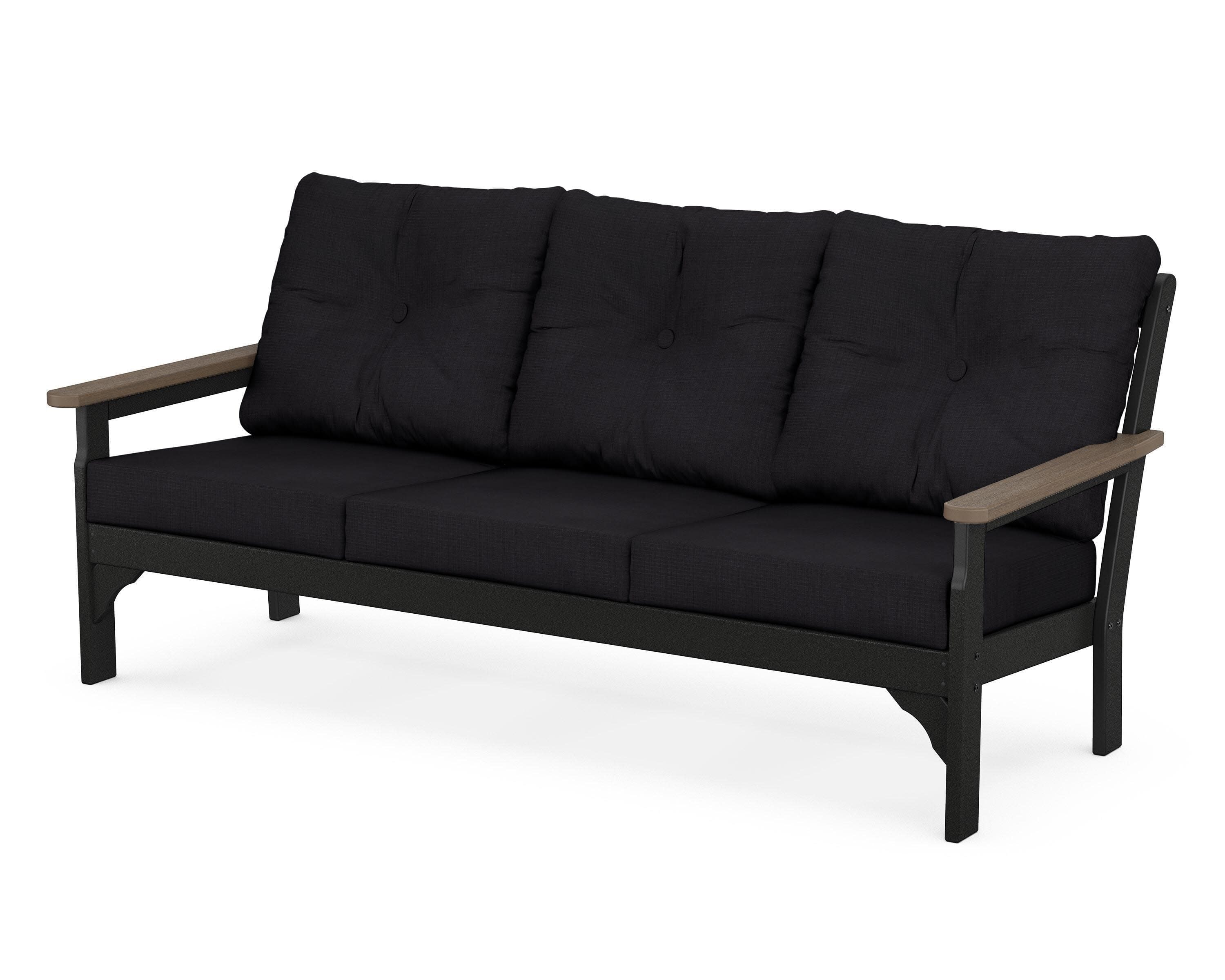 Vineyard Deep Seating Sofa in Black / Kona / Midnight Linen