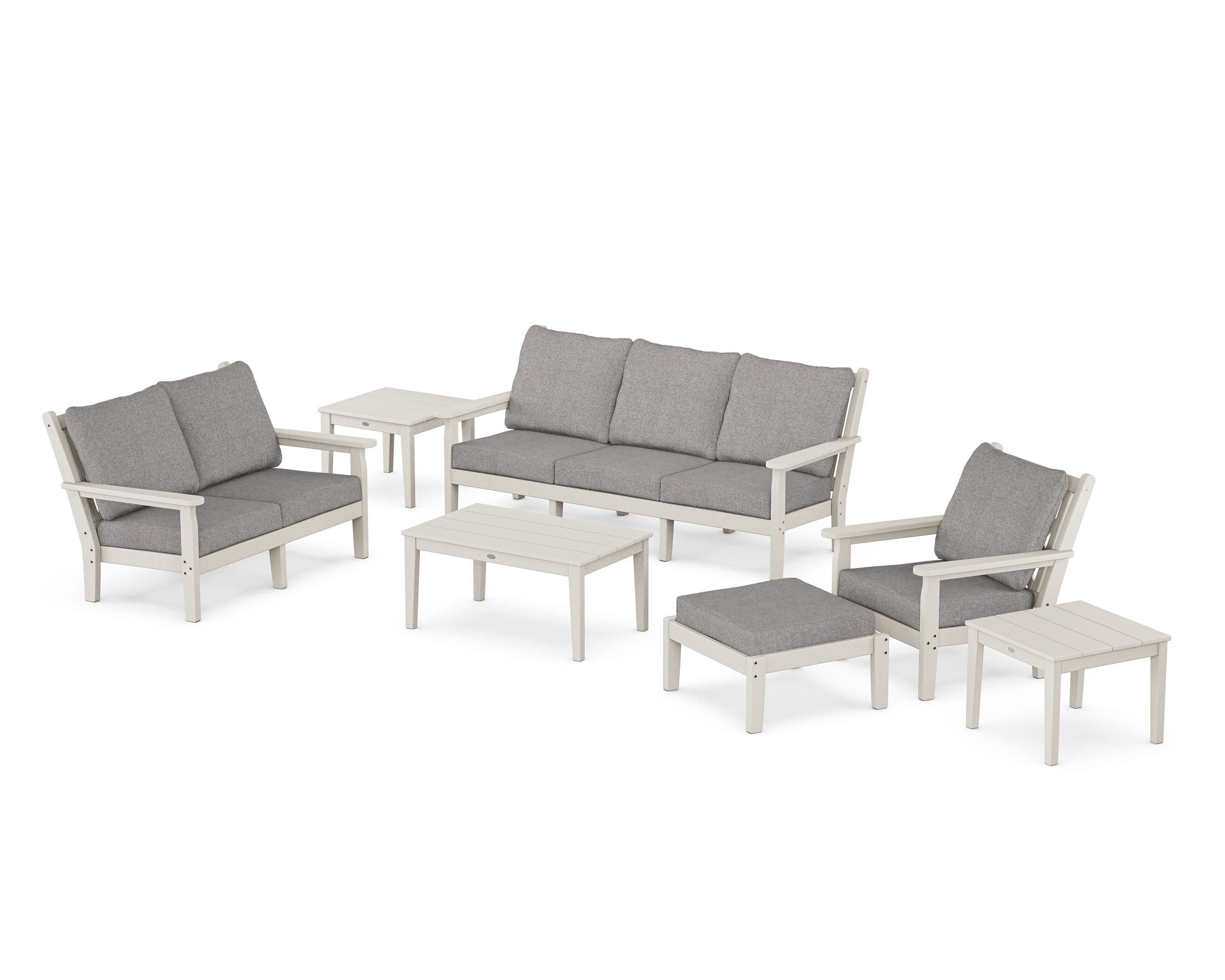 Chippendale 7-Piece Deep Seating Set in Sand / Grey Mist