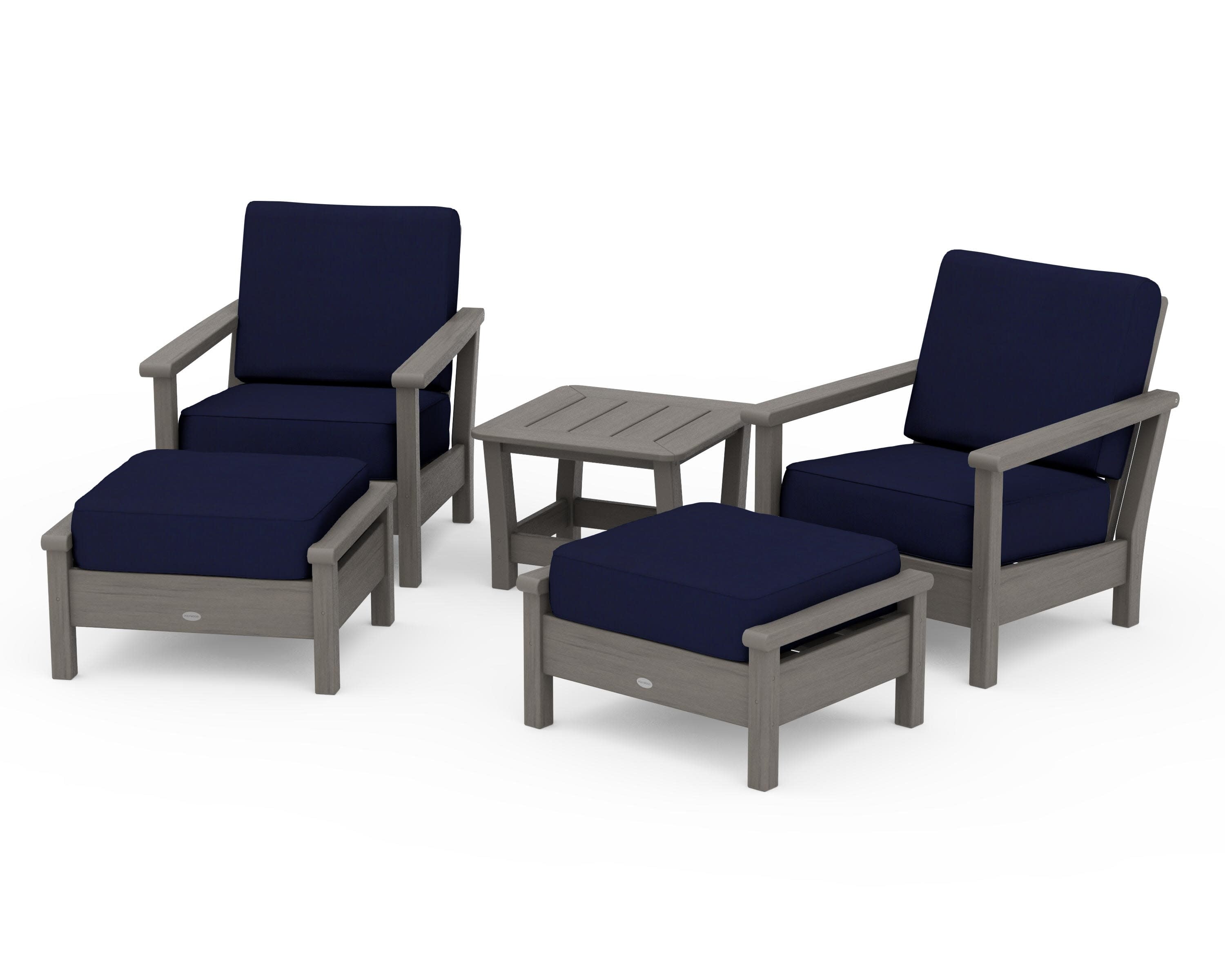Harbour 5-Piece Deep Seating Chair Set in Driftwood / Navy