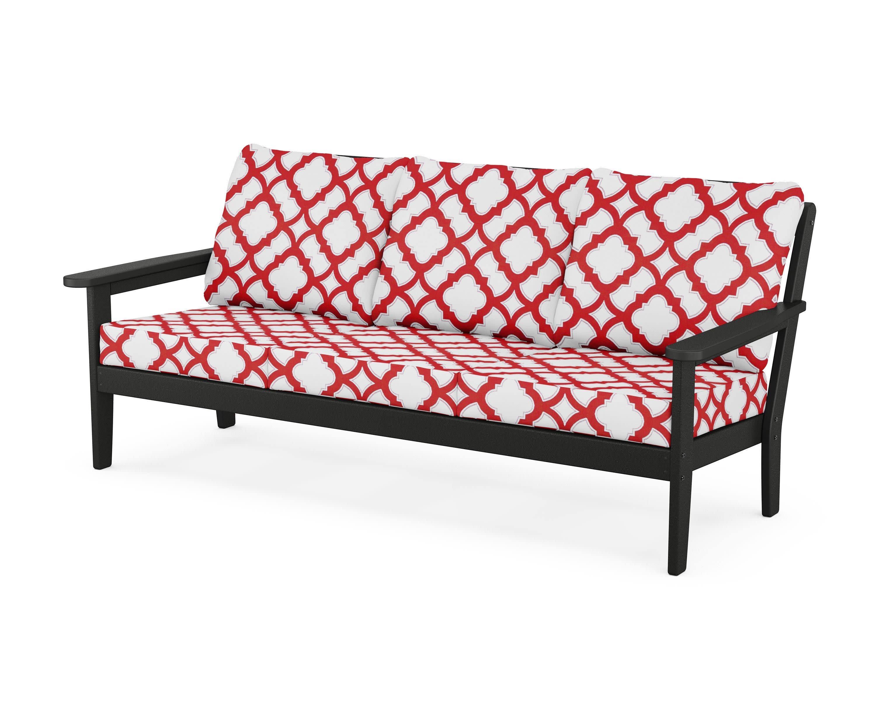 Cottage Deep Seating Sofa in Black / Trellis Crimson