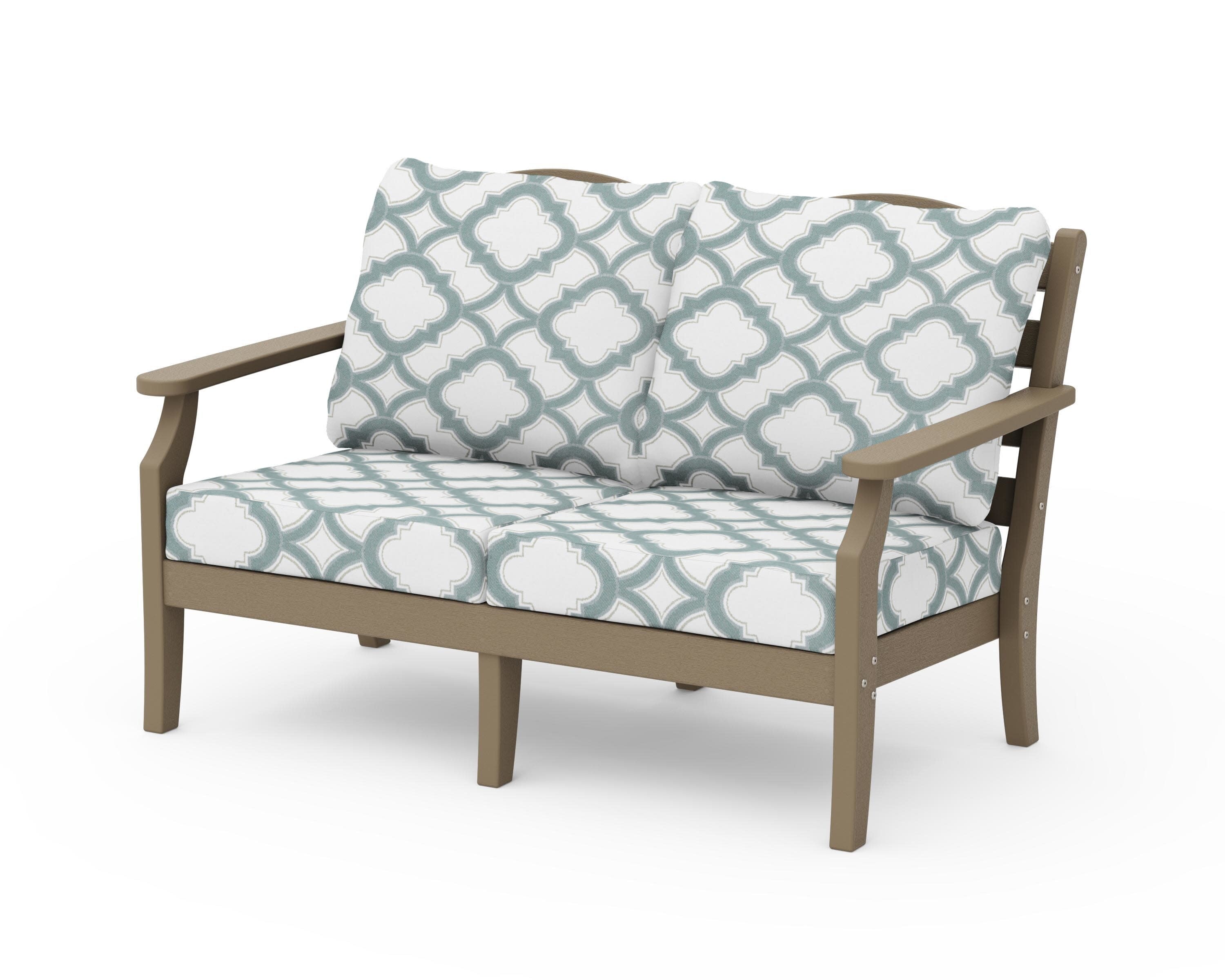 Savannah Deep Seating Loveseat in Vintage Sahara / Trellis Glacier Spa