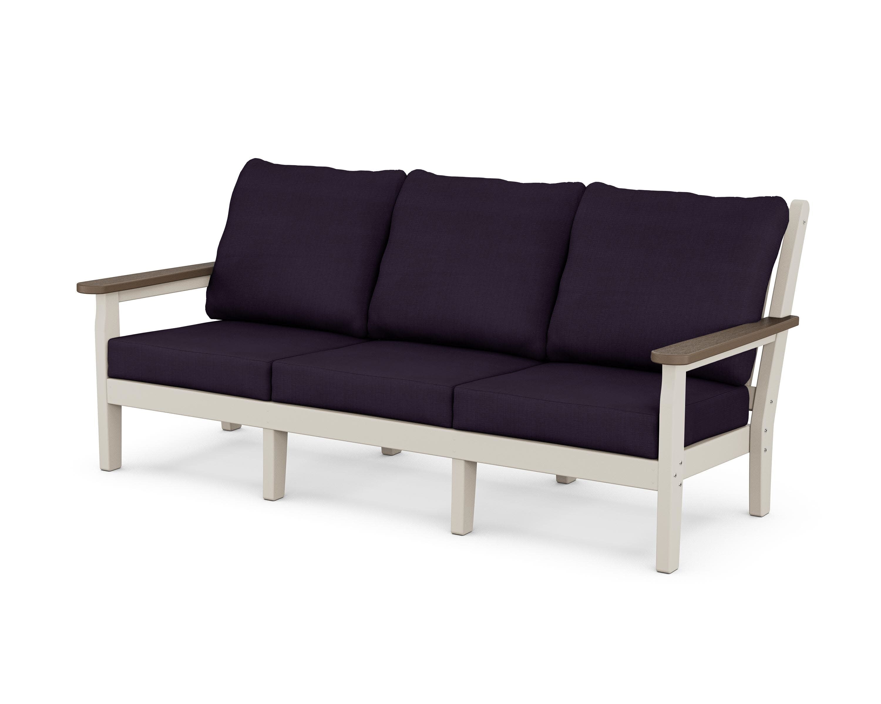 Chippendale Deep Seating Sofa in Sand / Kona / Navy Linen