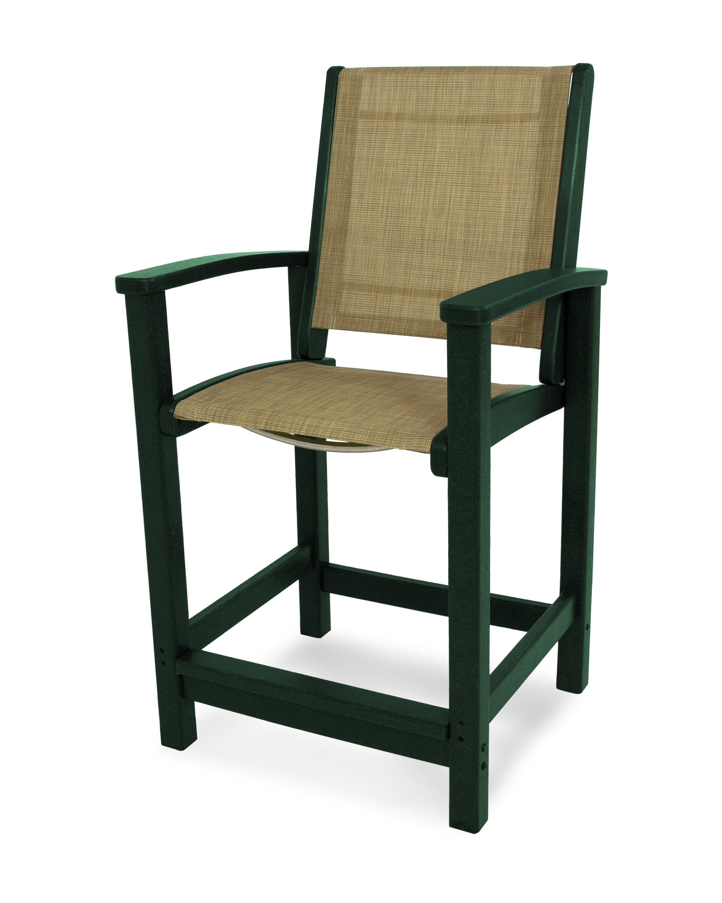 Coastal Counter Chair in Green / Burlap Sling