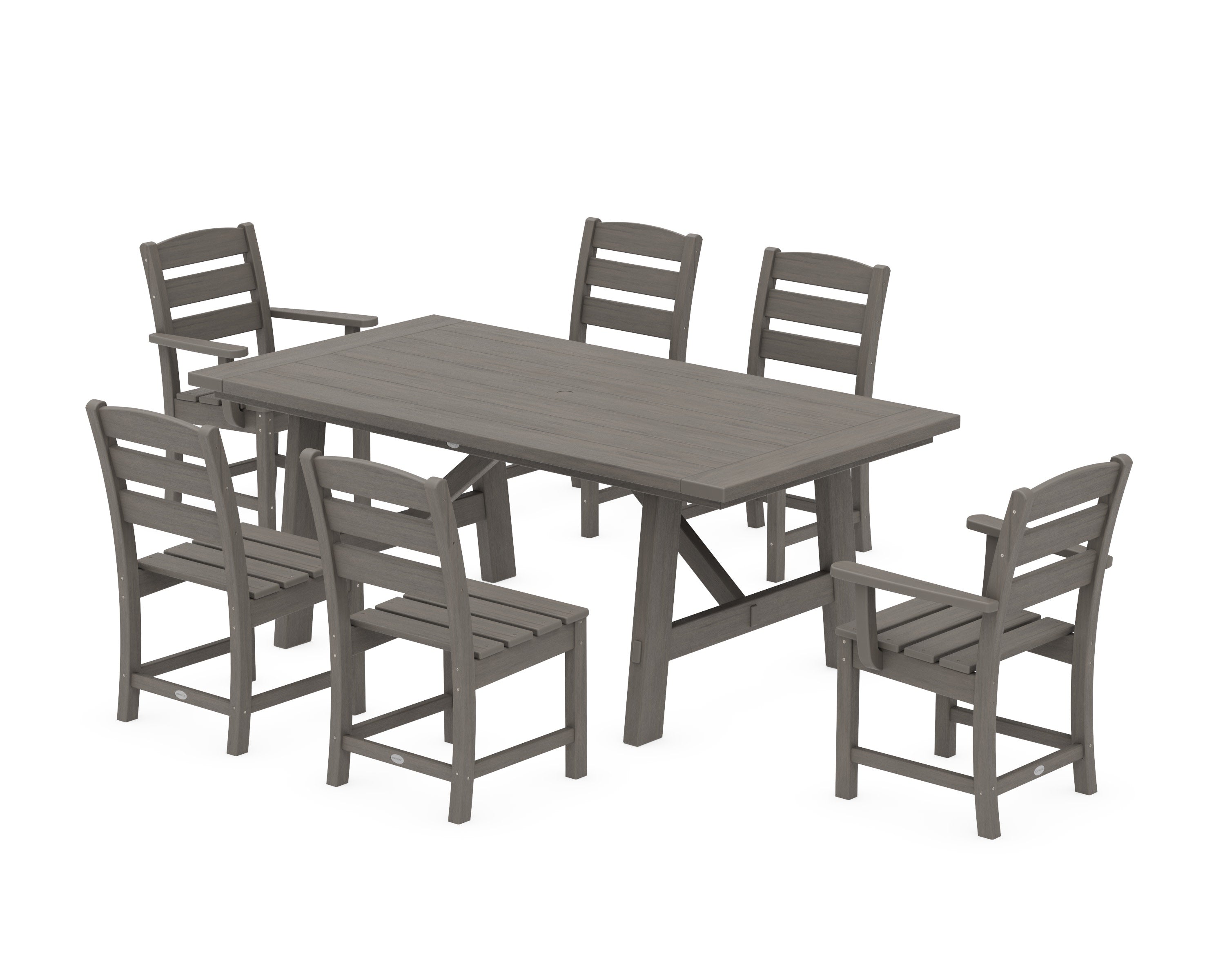 Lakeside 7-Piece Rustic Farmhouse Dining Set in Driftwood