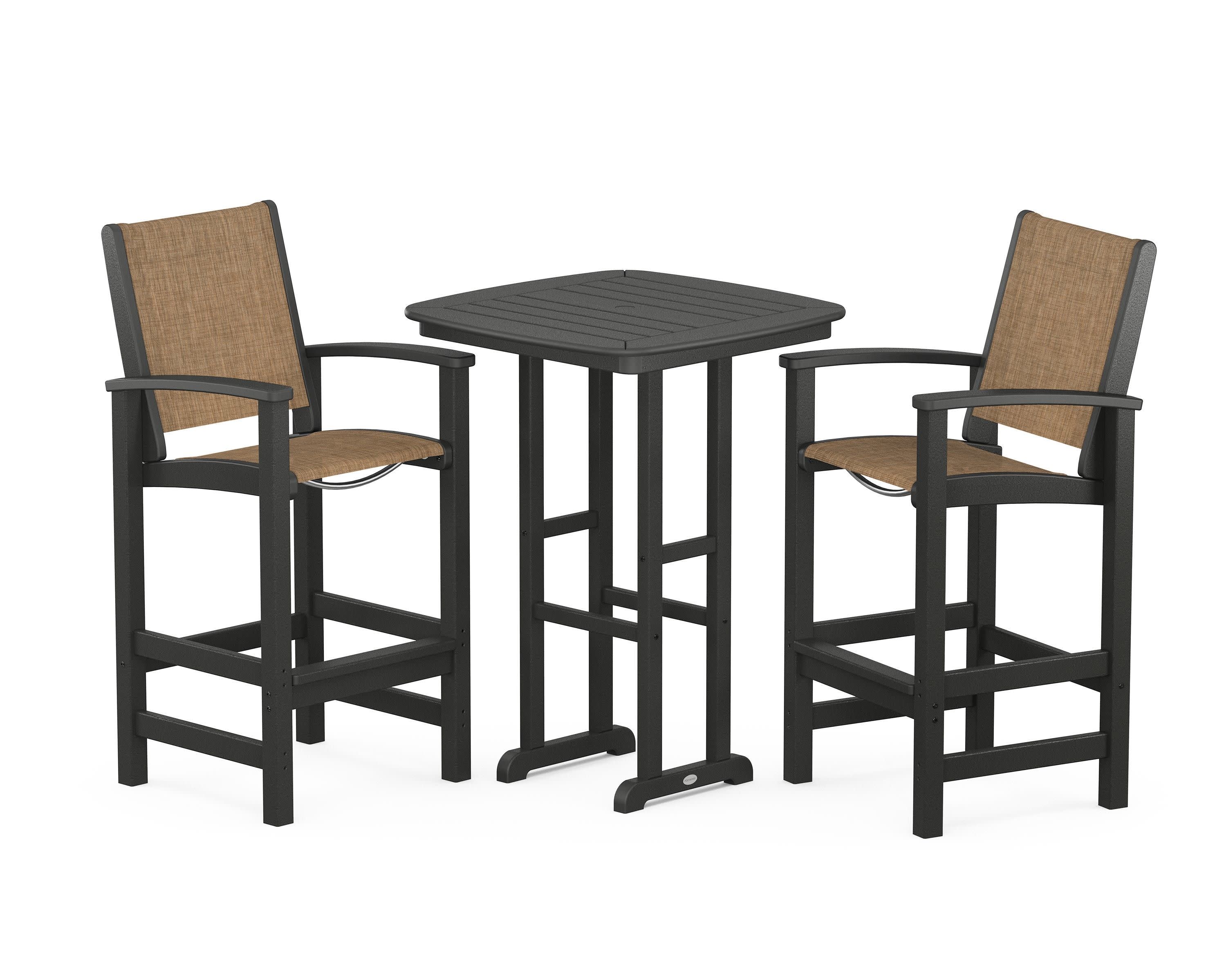 Coastal 3-Piece Bar Set in Black / Burlap Sling