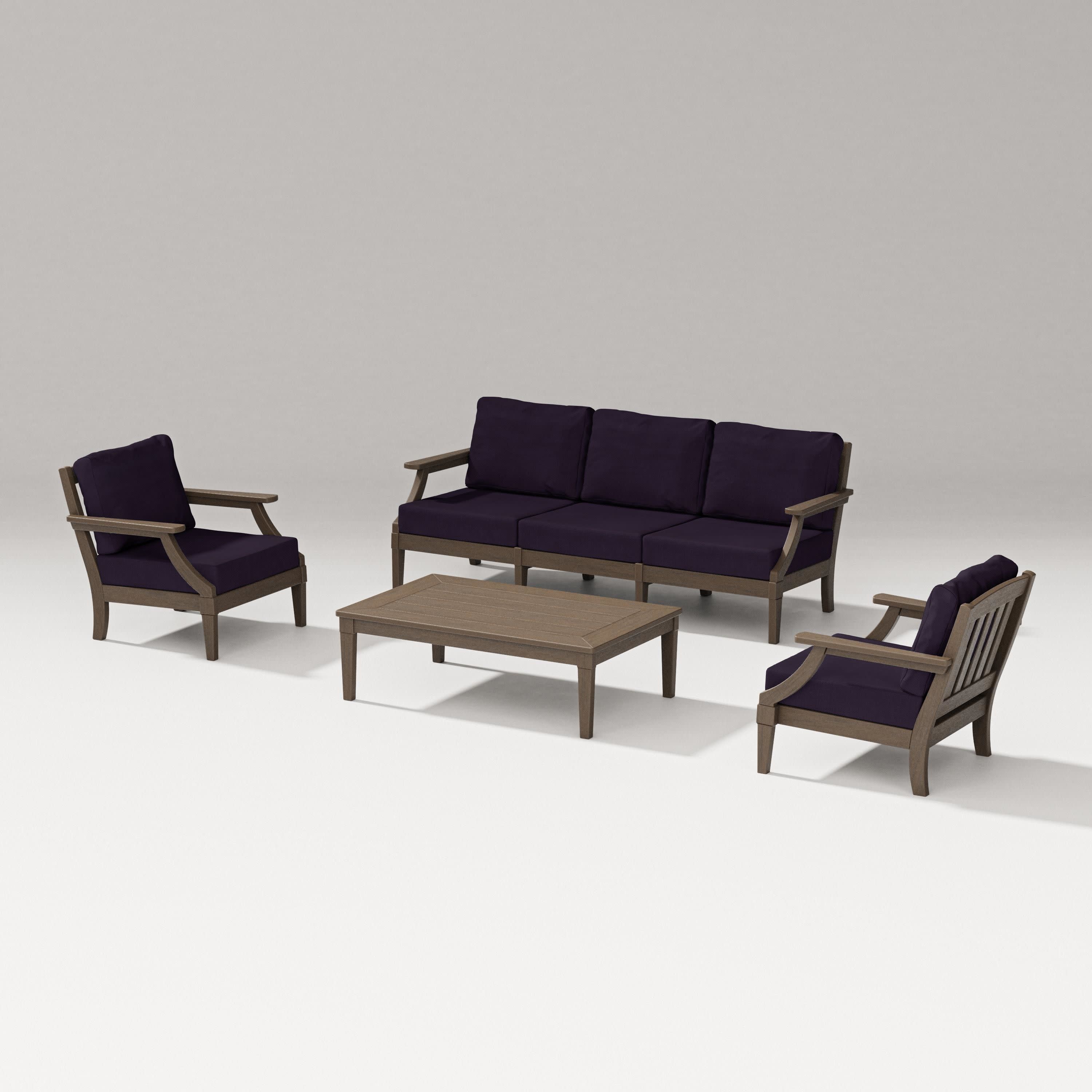 Estate 4-Piece Lounge Sofa Set in Kona / Navy Linen