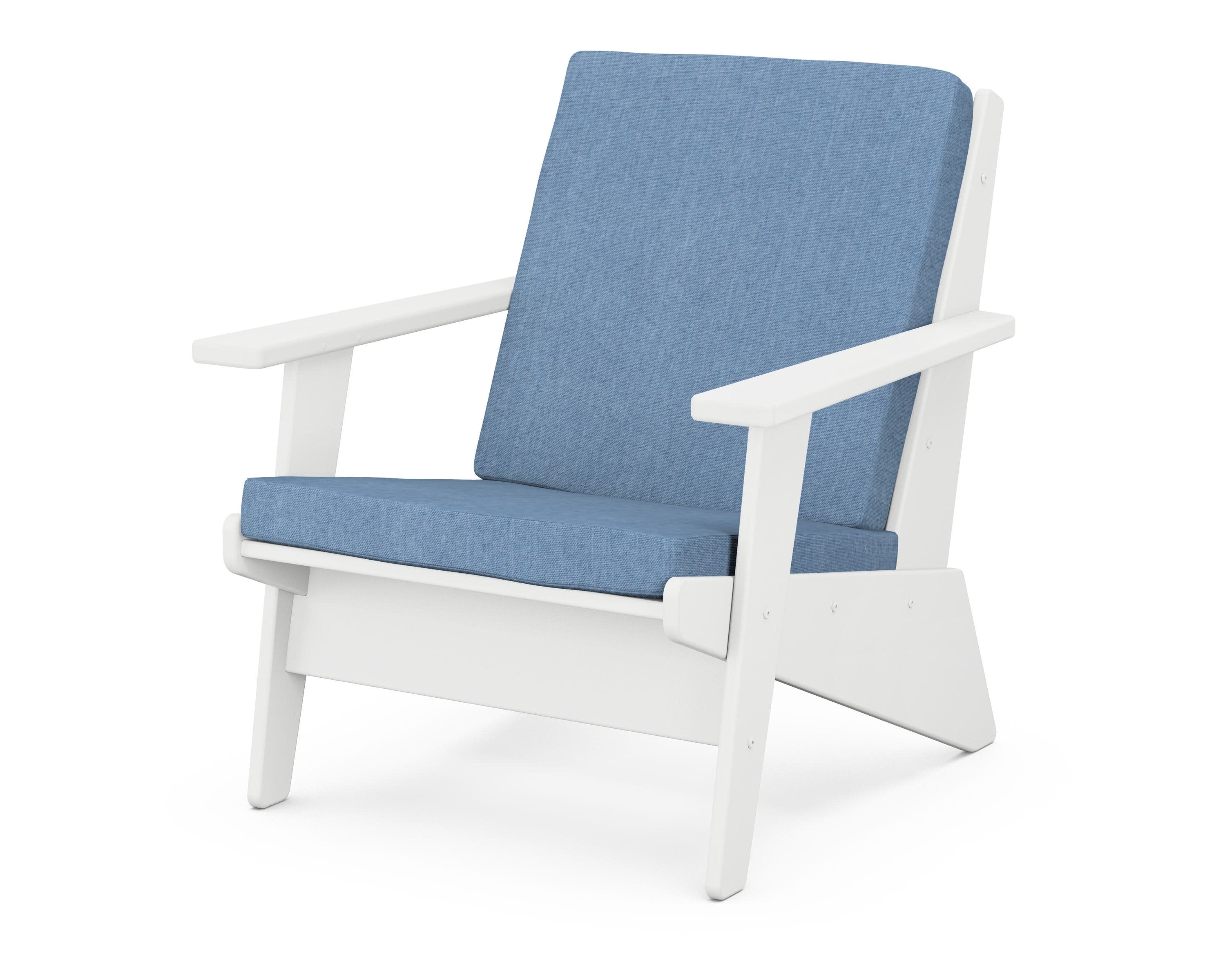 Riviera Modern Lounge Chair in White / Sky Blue