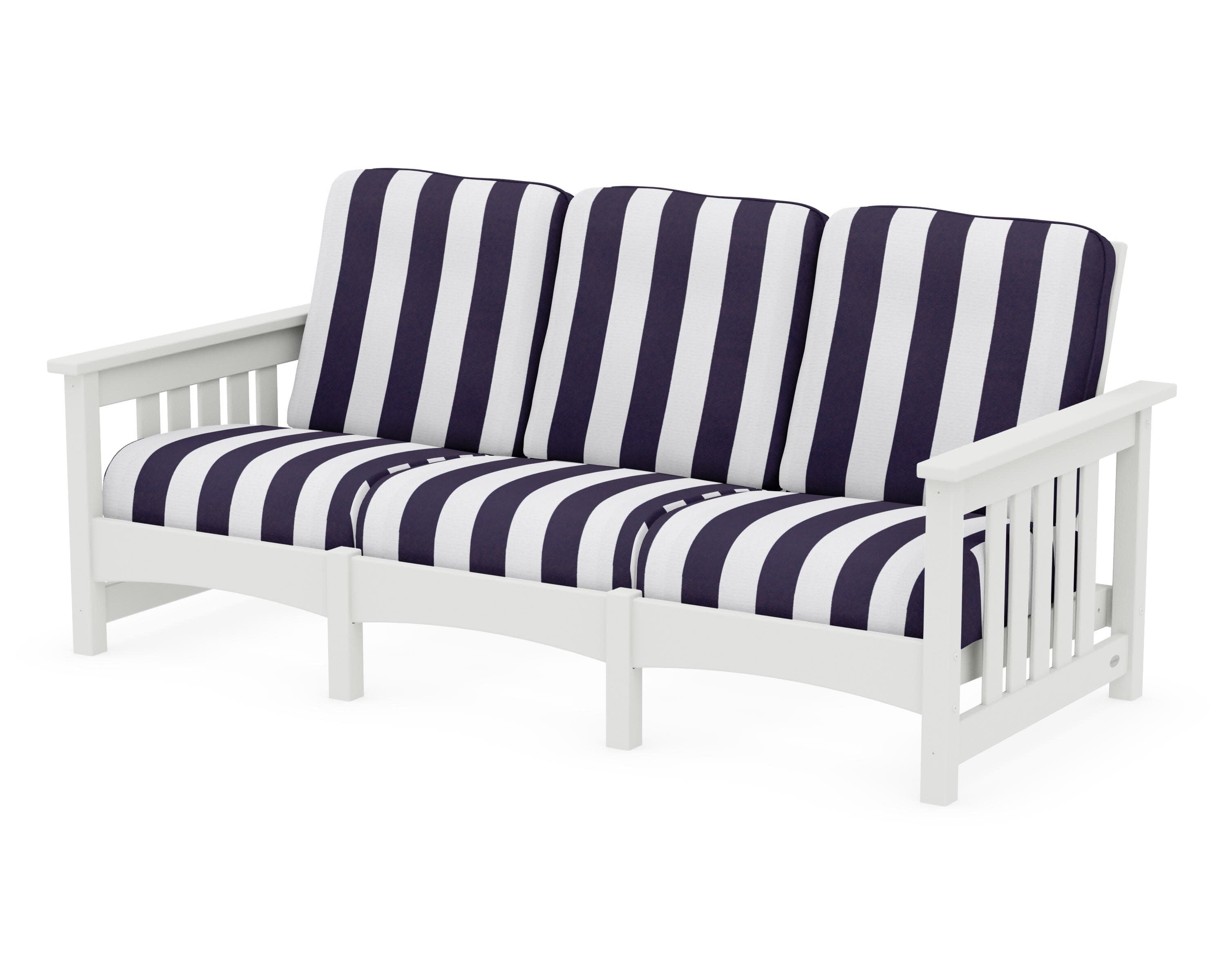 Club Mission Sofa in Vintage White / Cabana Stripe Navy