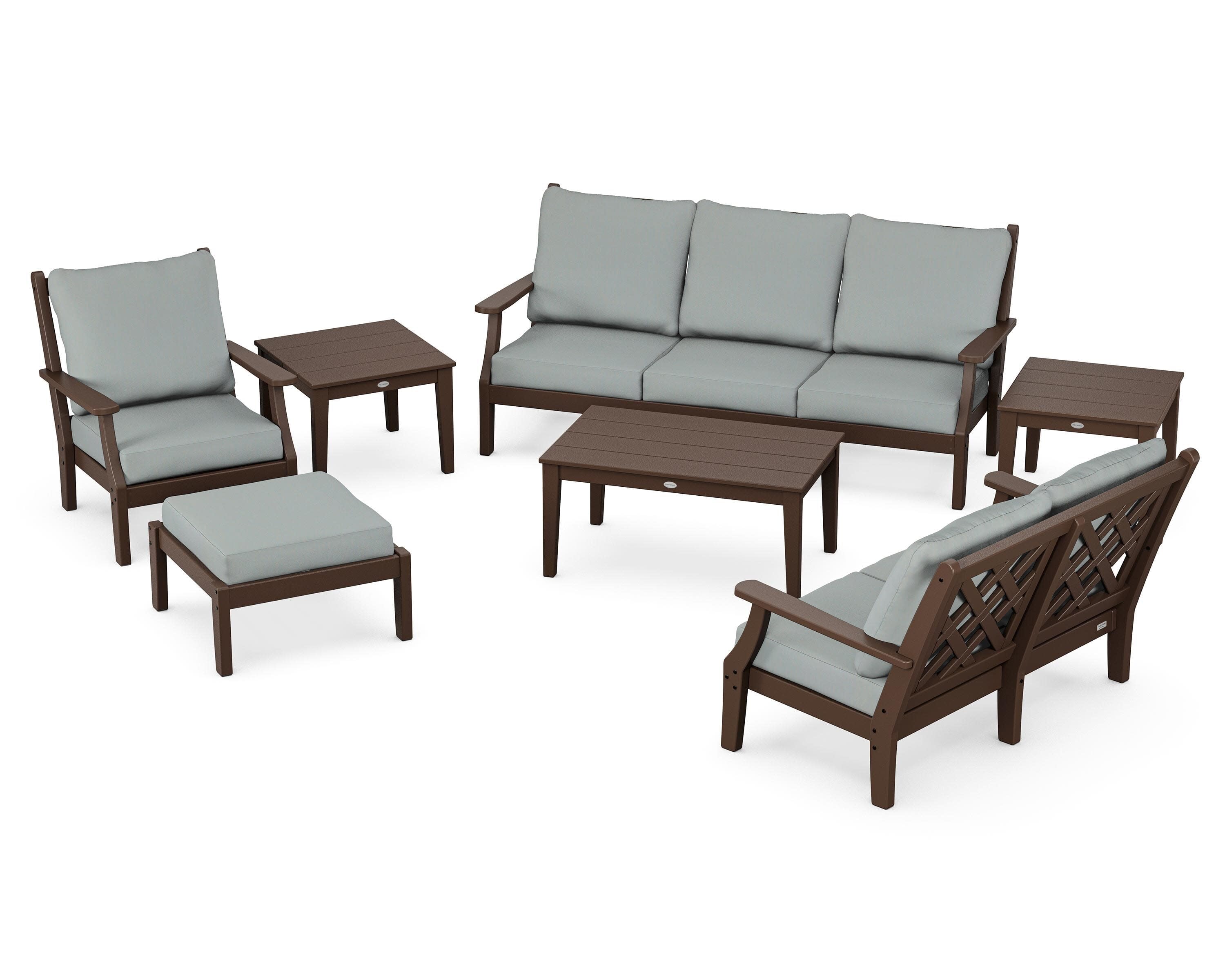 Wovendale 7-Piece Deep Seating Set in Mahogany / Spa