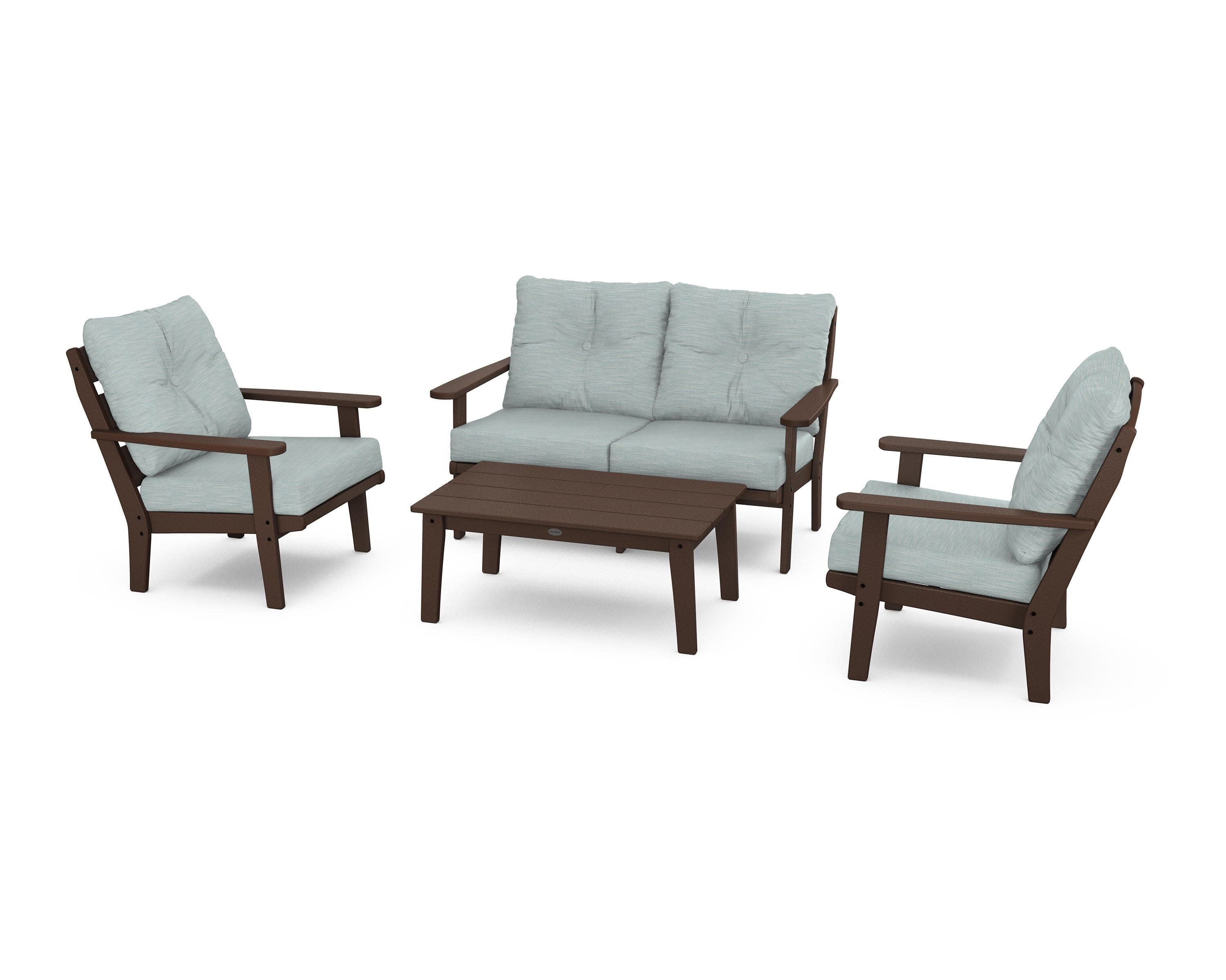 Lakeside 4-Piece Deep Seating Set in Mahogany / Soothe Mist