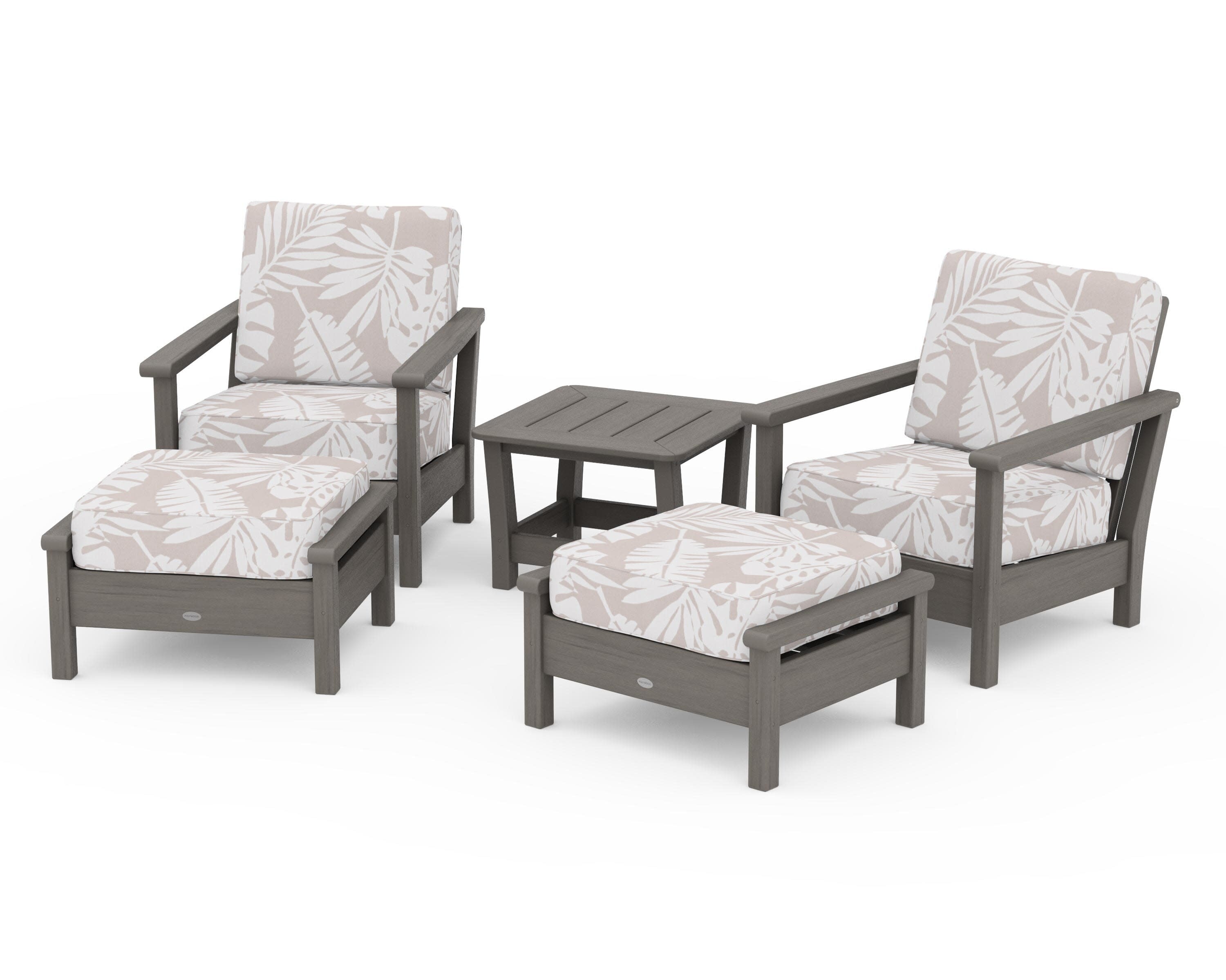 Harbour 5-Piece Deep Seating Chair Set in Driftwood / Leaf Dune Burlap