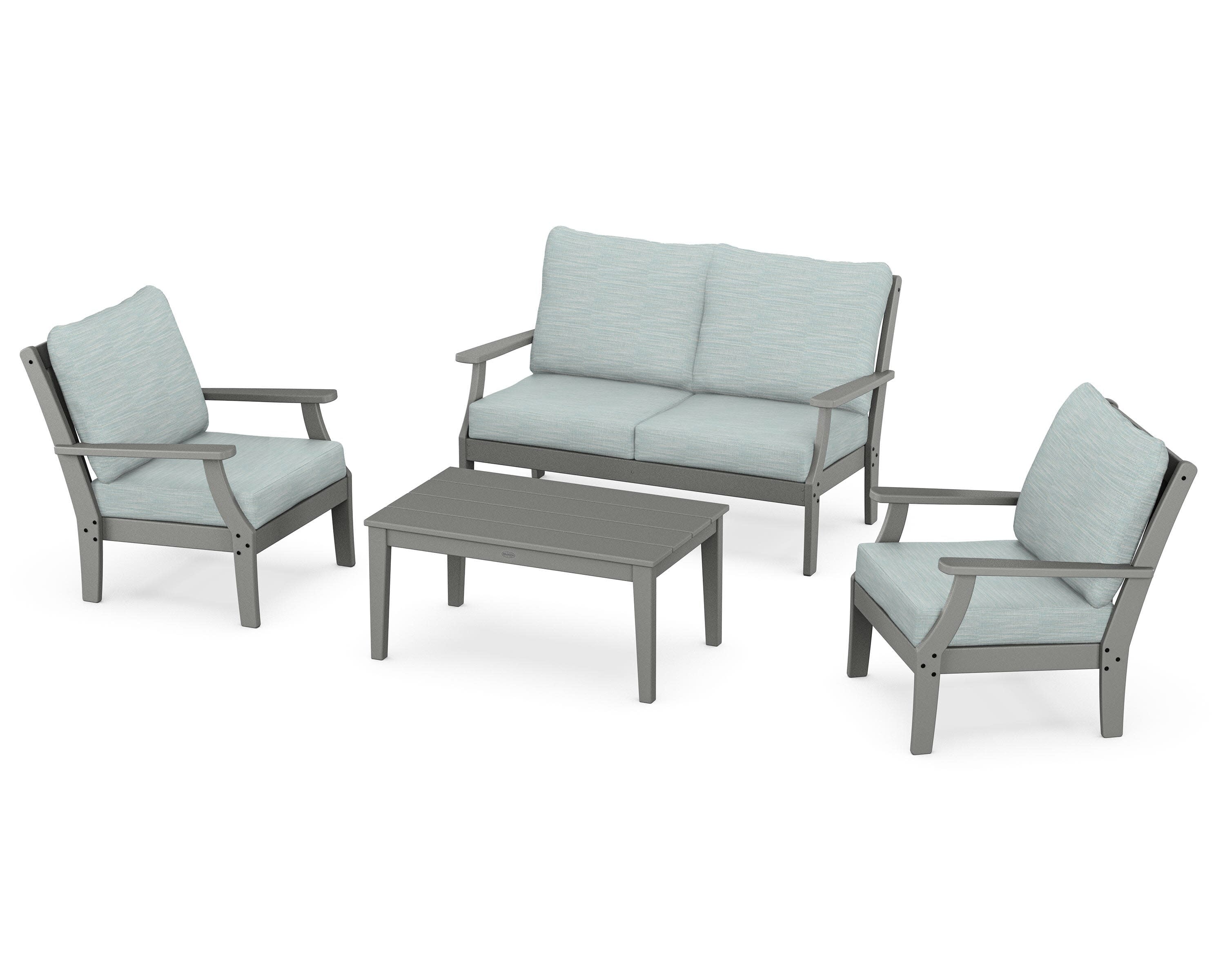 Braxton 4-Piece Deep Seating Chair Set in Slate Grey / Soothe Mist
