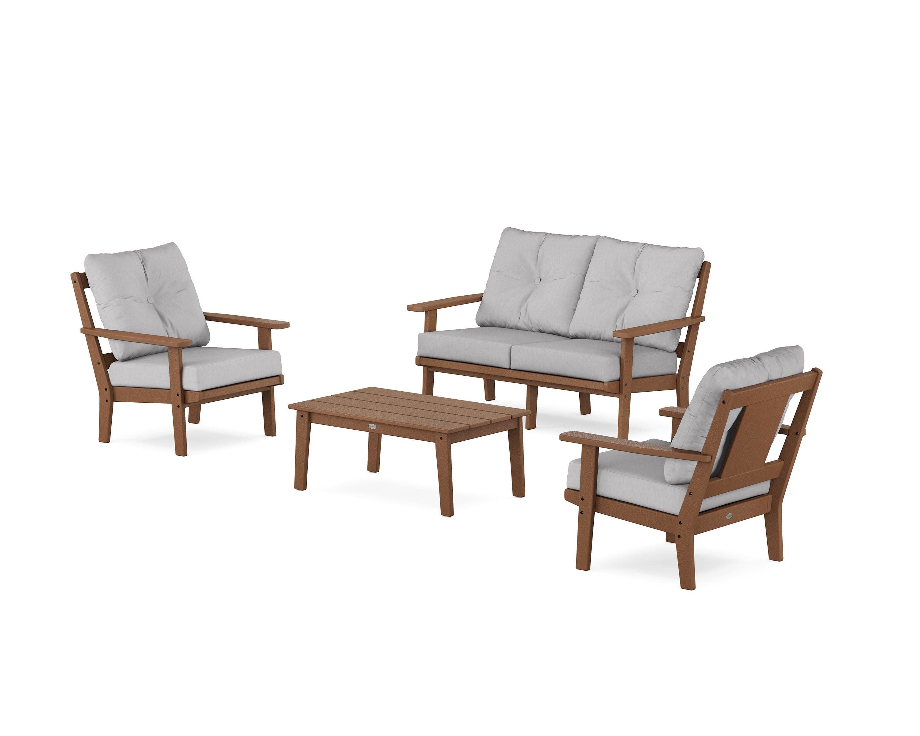 Prairie 4-Piece Deep Seating Set with Loveseat in Teak / Granite