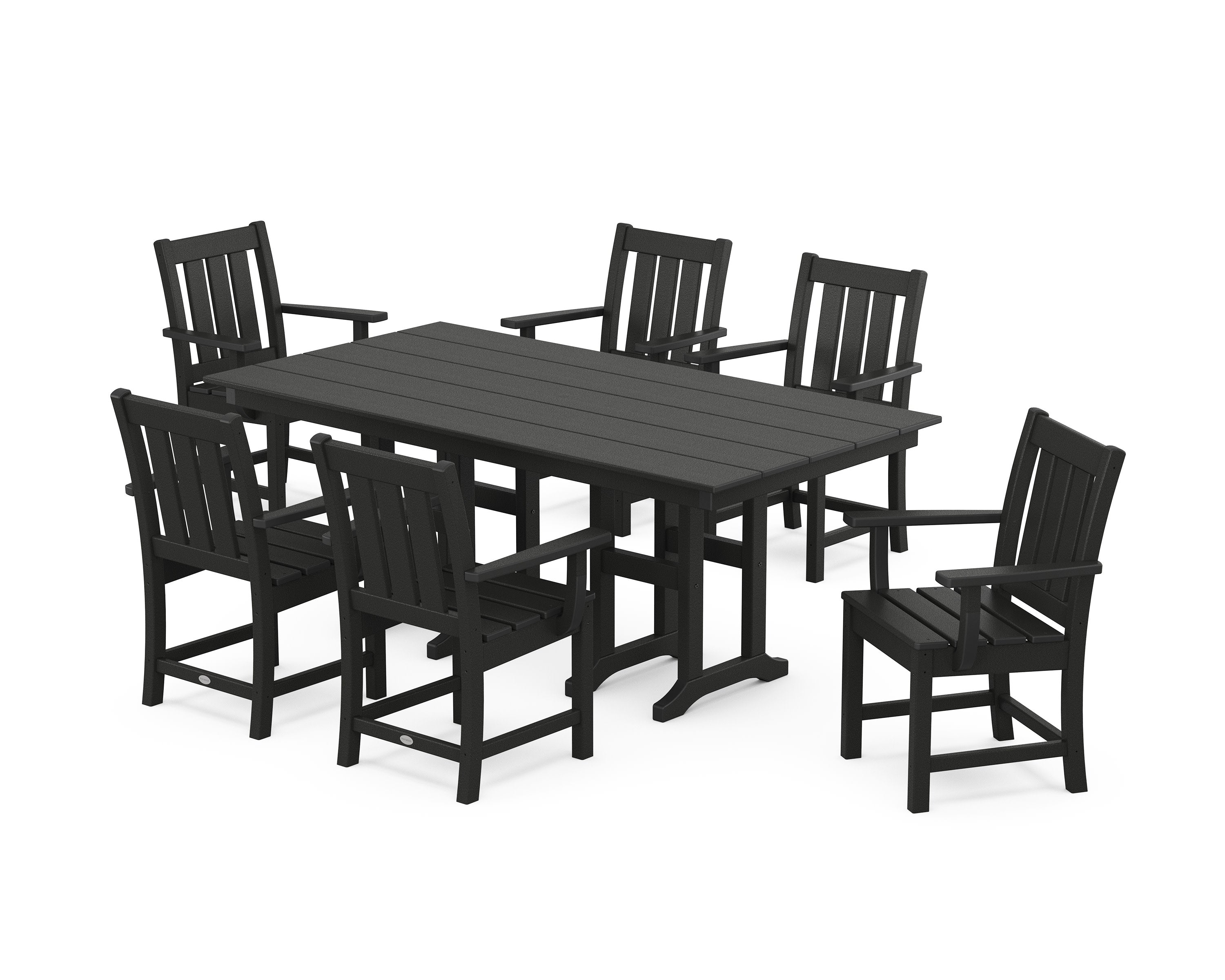 Oxford Arm Chair 7-Piece Farmhouse Dining Set in Black