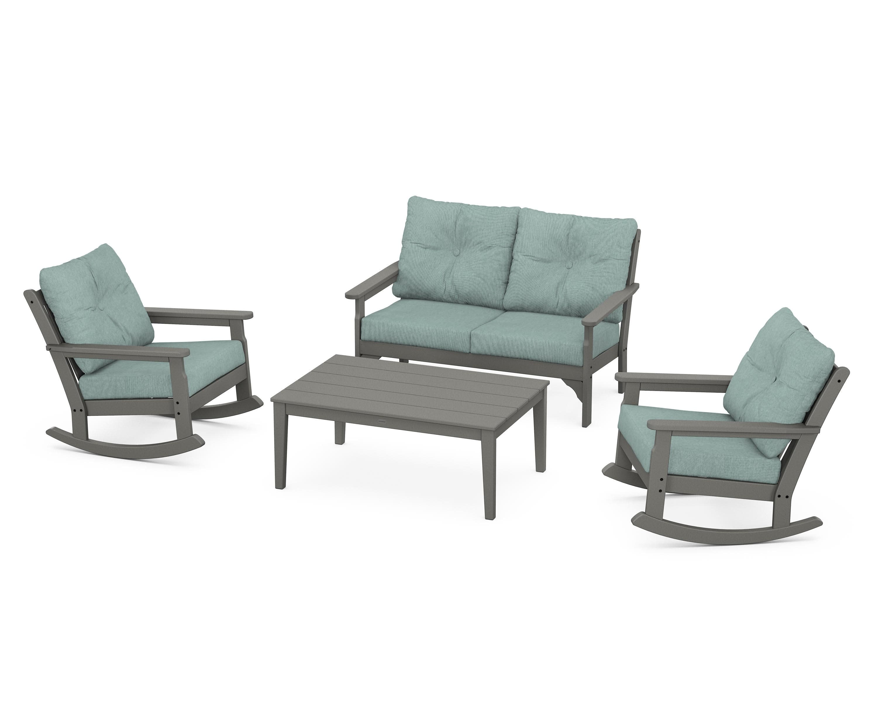 Vineyard 4-Piece Deep Seating Rocking Chair Set in Slate Grey / Glacier Spa