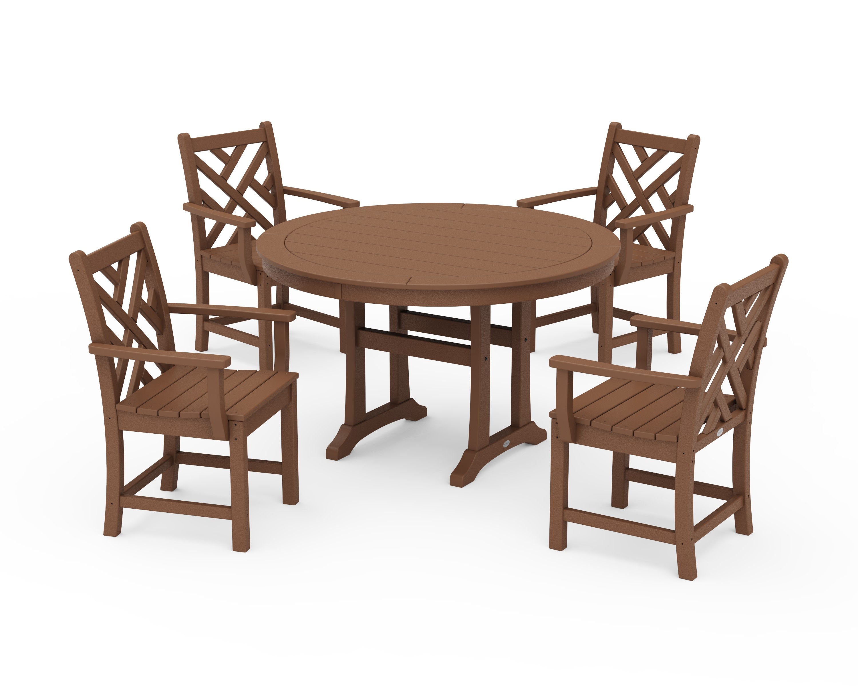 Chippendale 5-Piece Nautical Trestle Dining Arm Chair Set in Teak