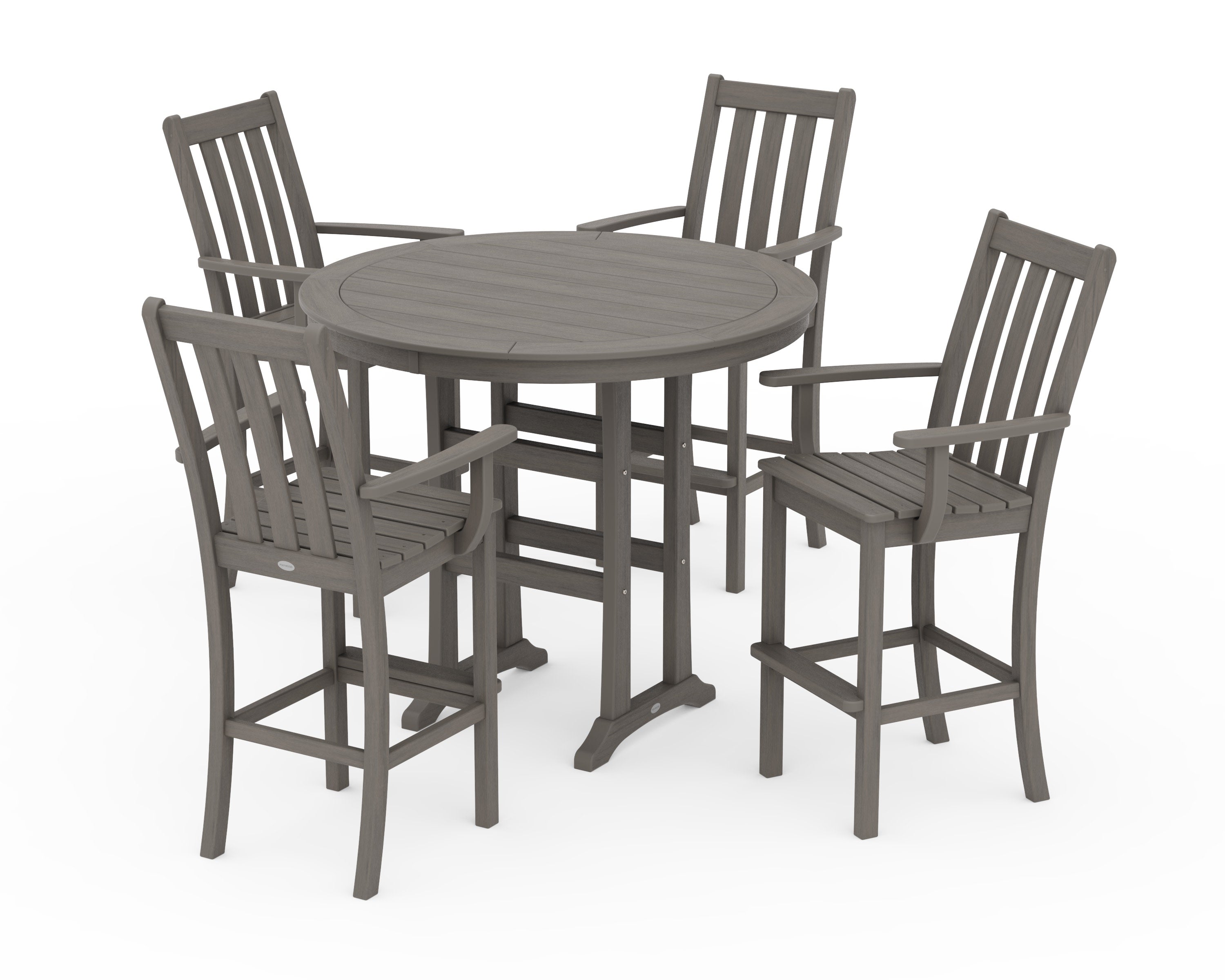 Vineyard 5-Piece Round Bar Set in Driftwood