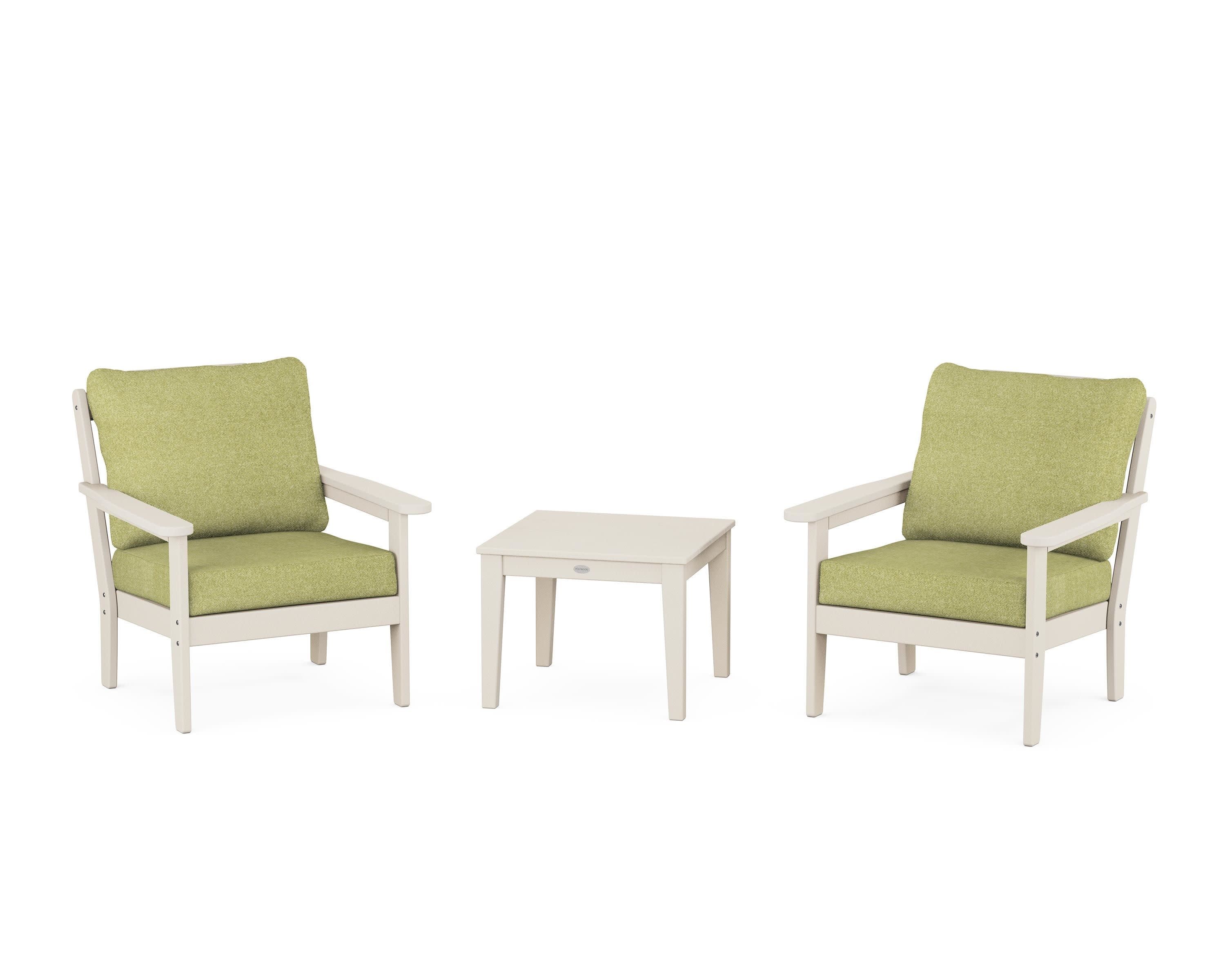 Cottage 3-Piece Deep Seating Set in Sand / Chartreuse Boucle