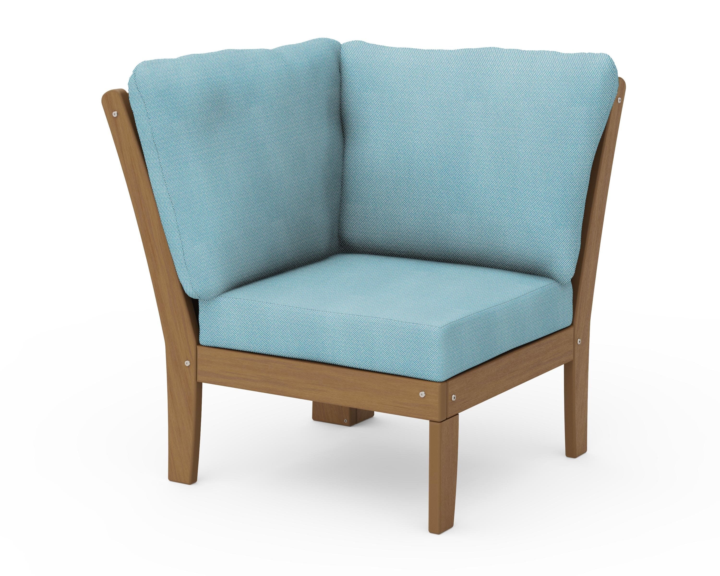 Braxton Modular Corner Chair in Natural / Lattice Sky Blue