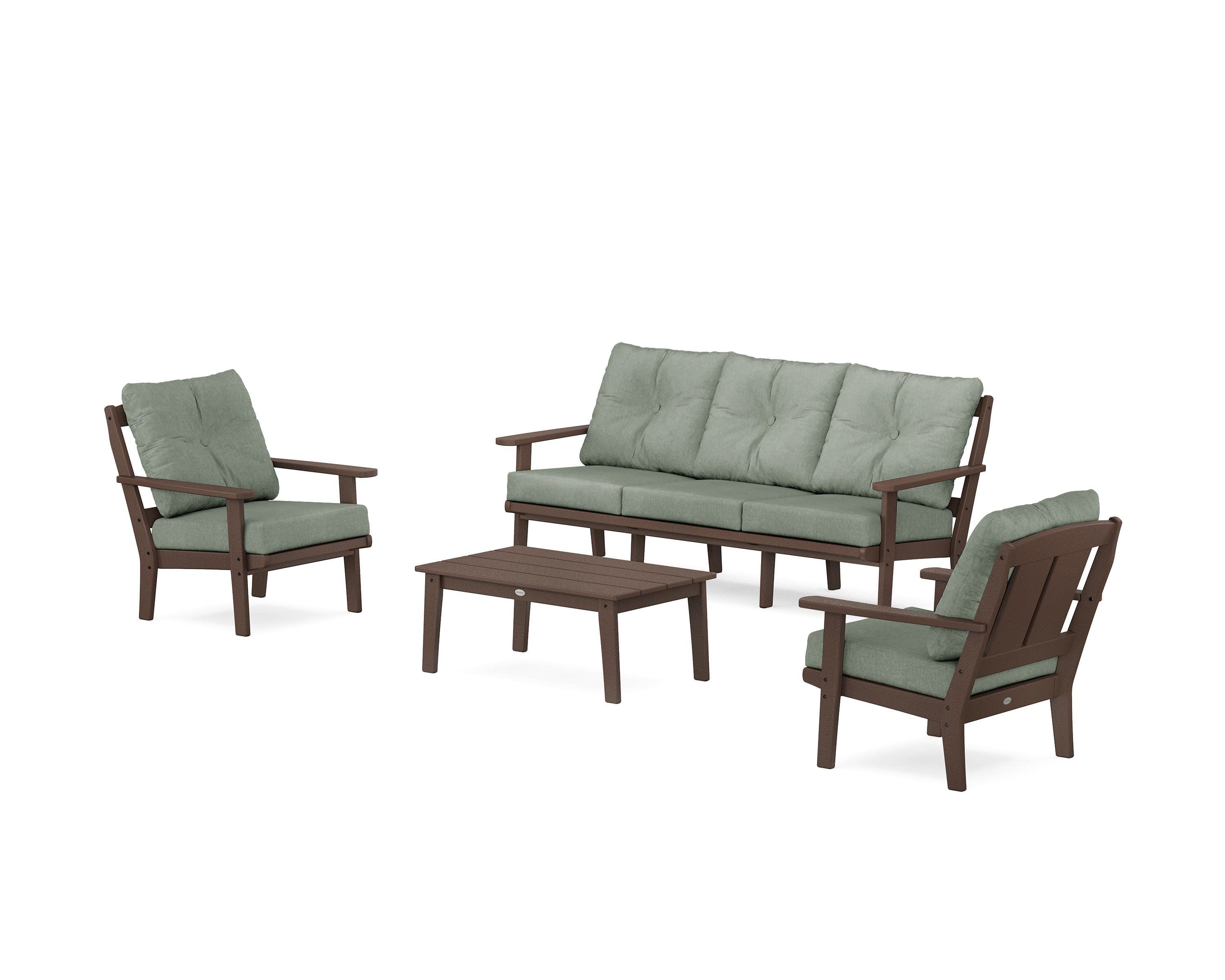 Mission 4-Piece Deep Seating Set with Sofa in Mahogany / Cast Sage