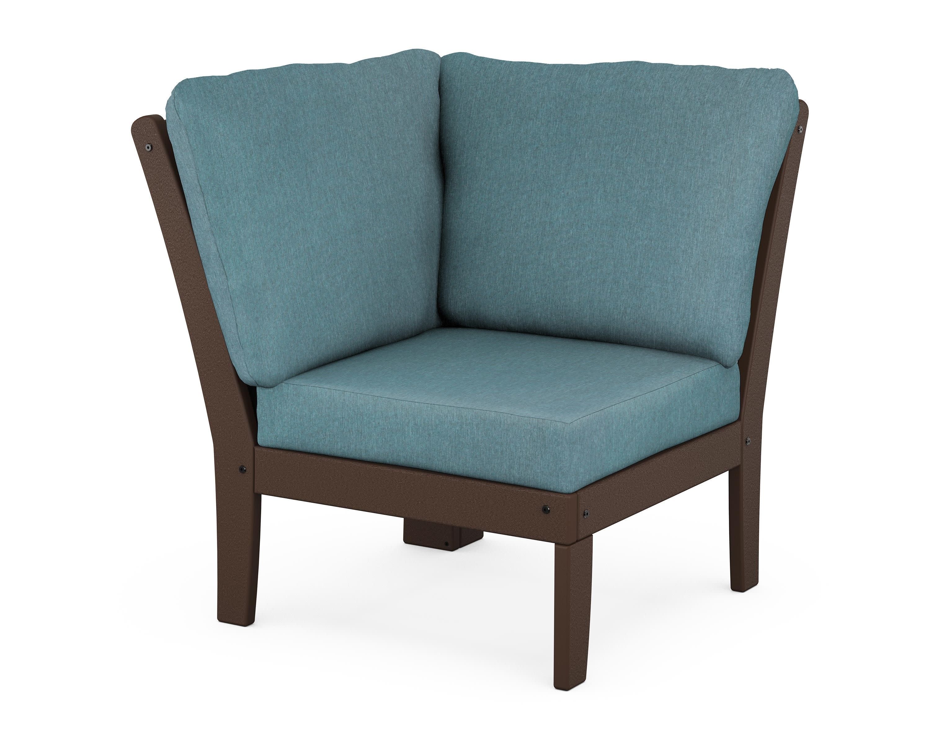 Braxton Modular Corner Chair in Mahogany / Ocean Teal