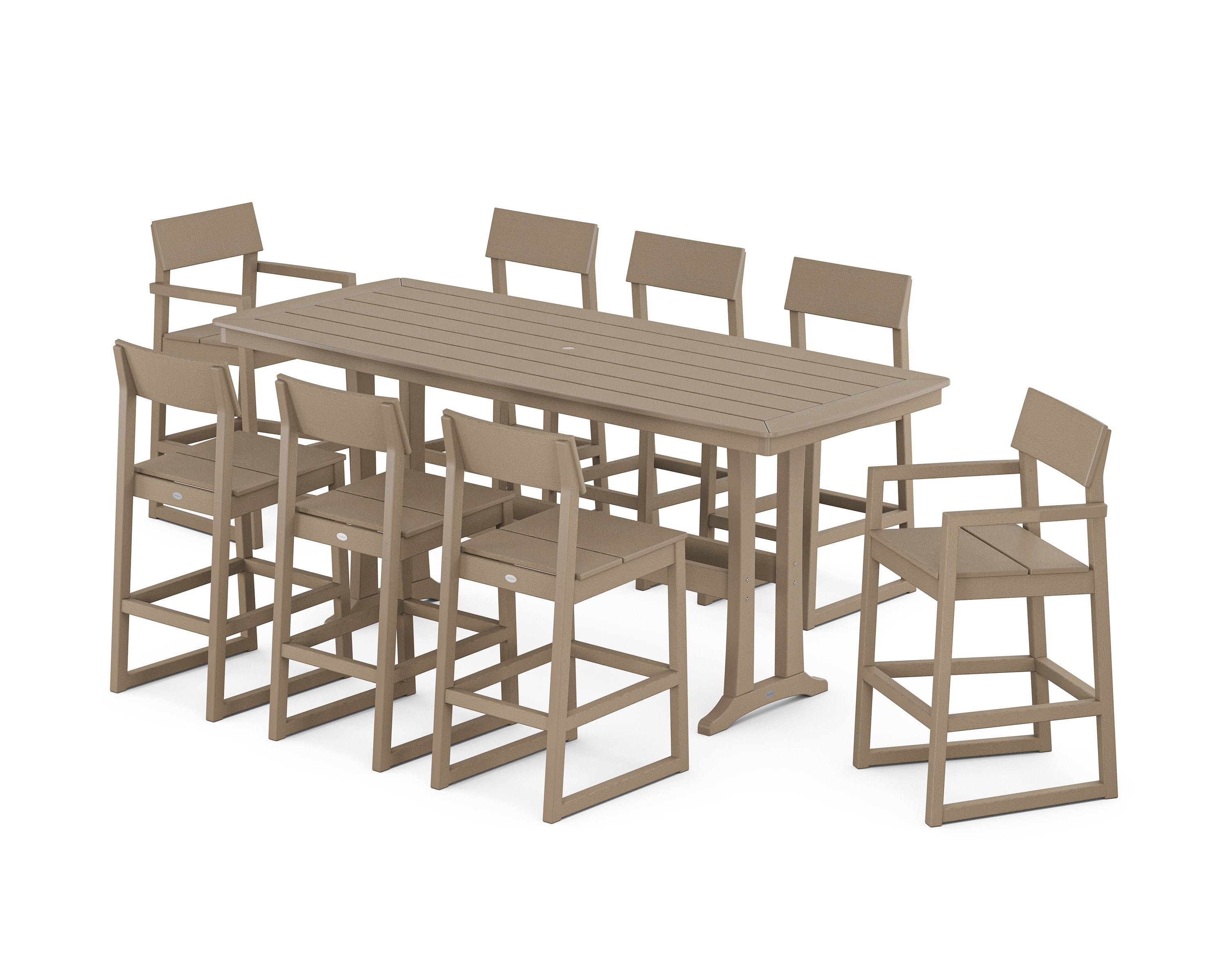 EDGE 9-Piece Bar Set with Trestle Legs in Vintage Sahara