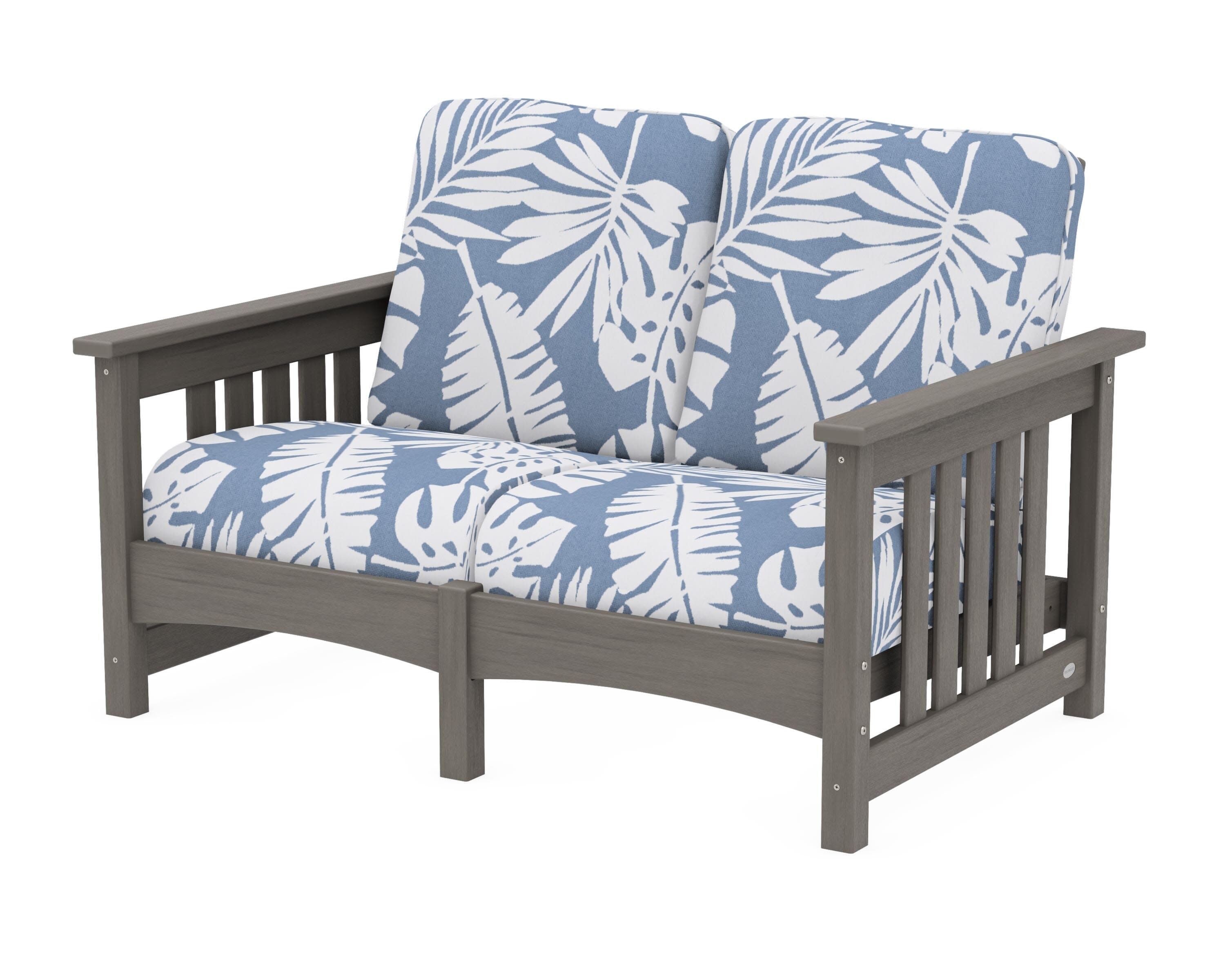 Club Mission Loveseat in Driftwood / Leaf Sky Blue