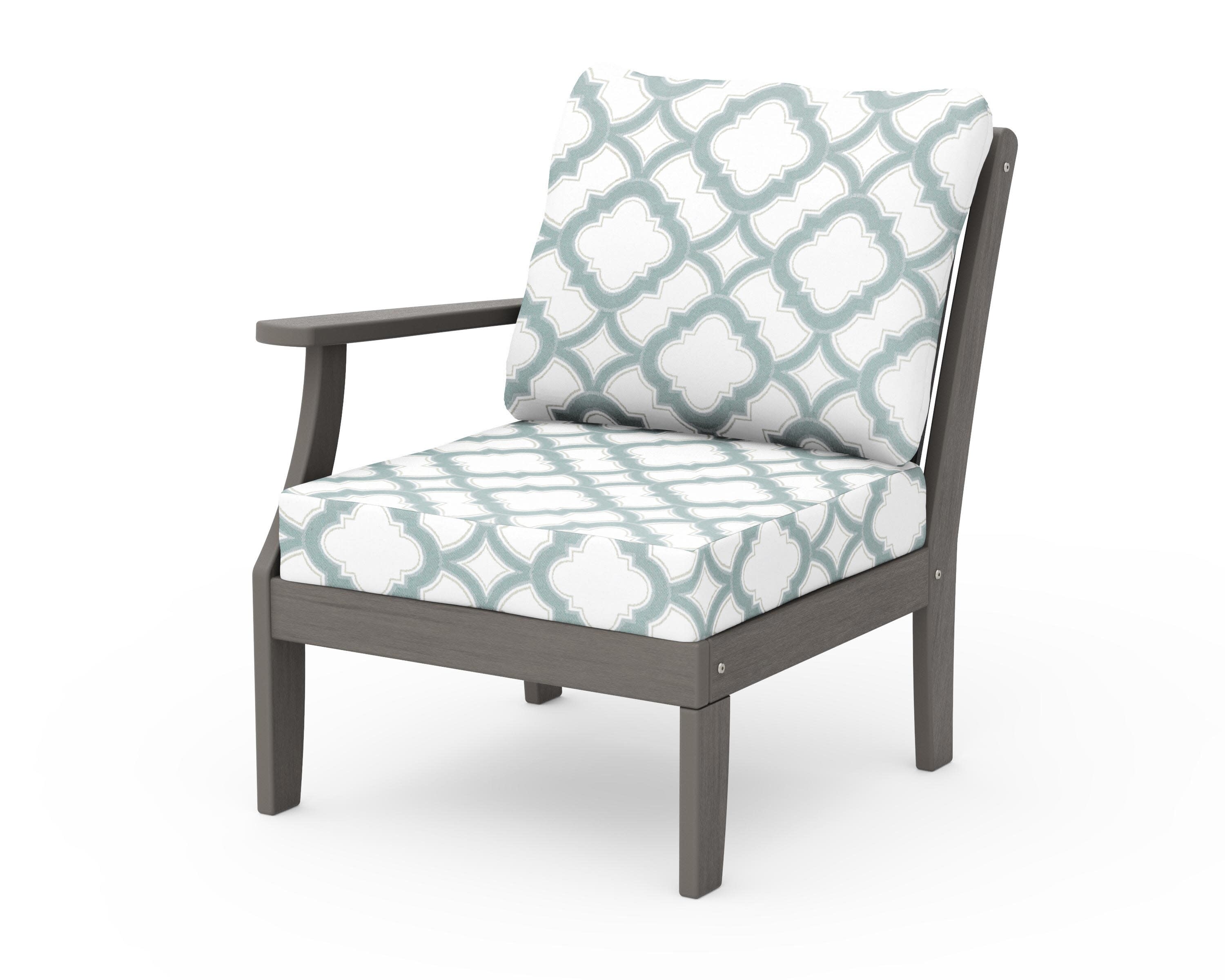 Braxton Modular Left Arm Chair in Driftwood / Trellis Glacier Spa