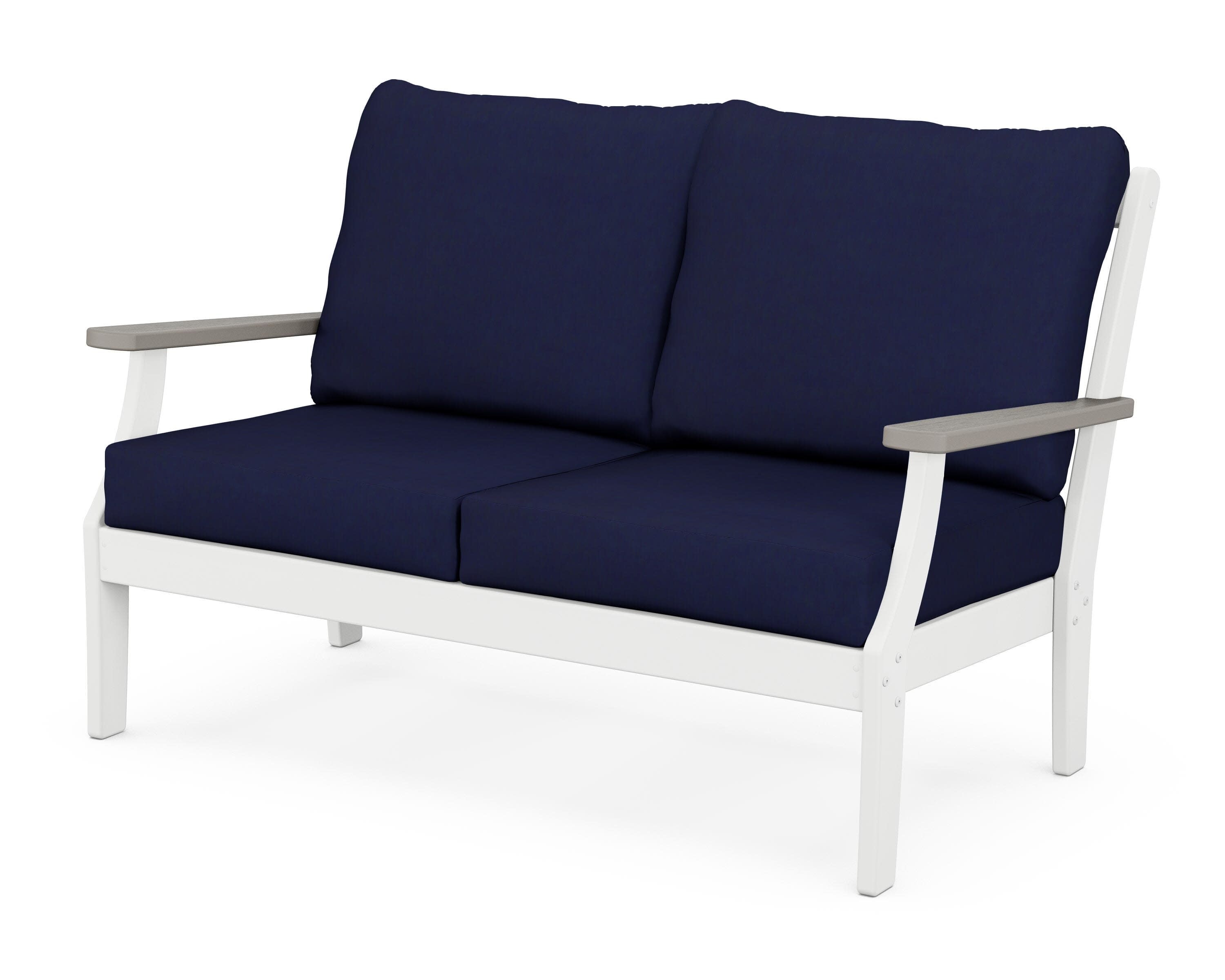 Braxton Deep Seating Loveseat in White / Driftwood / Navy
