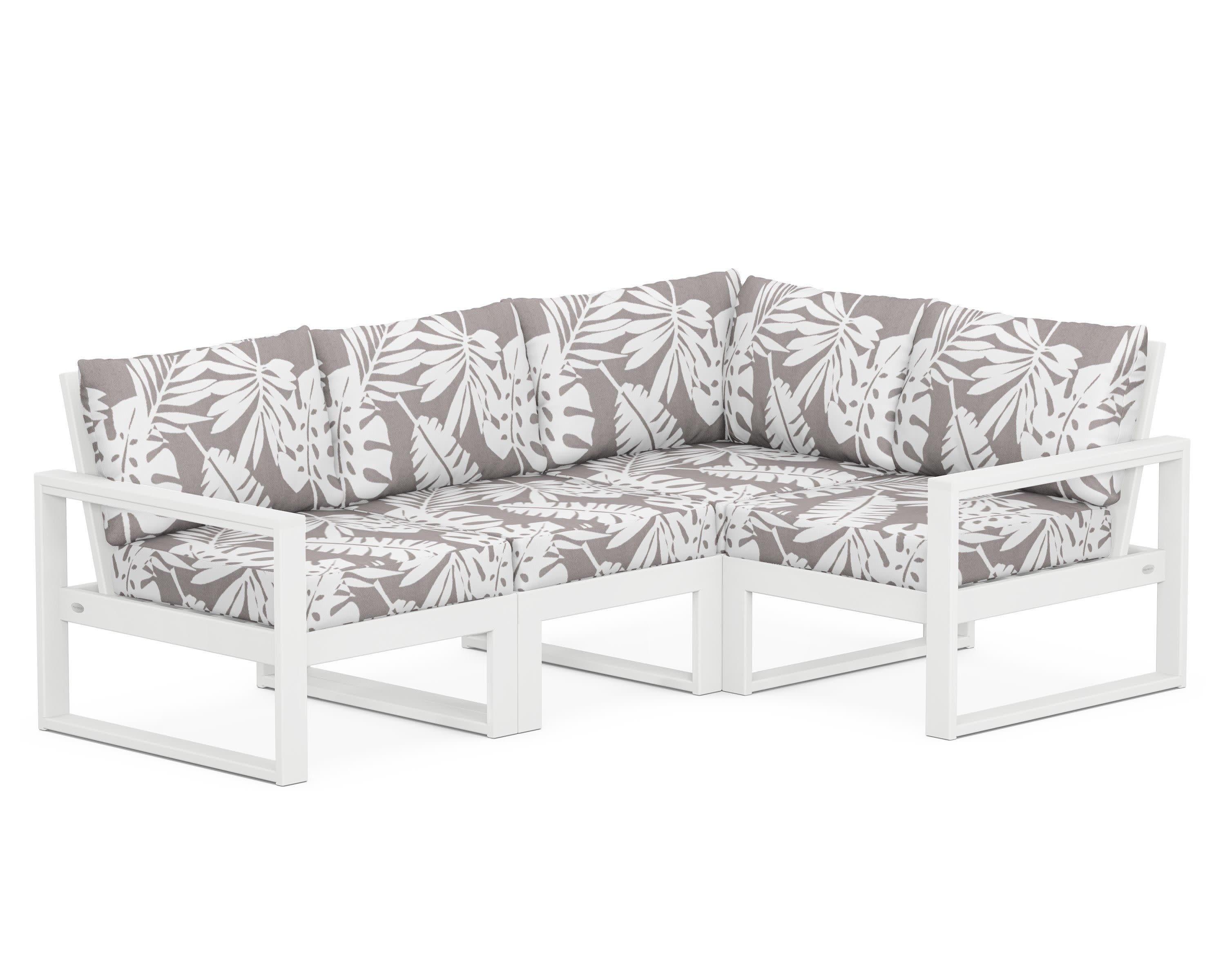 EDGE 4-Piece Modular Deep Seating Set in White / Leaf Grey Mist