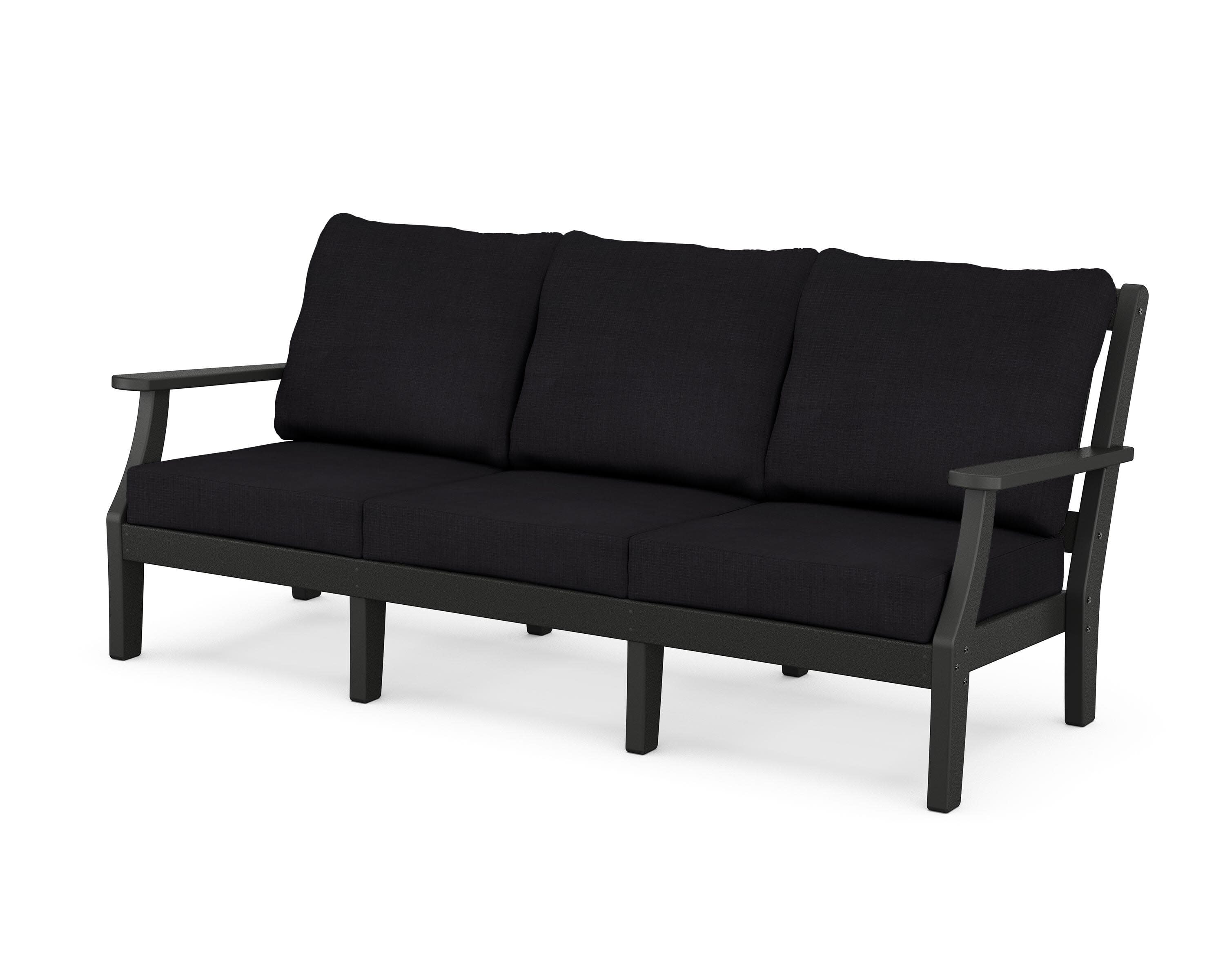 Chinoiserie Deep Seating Sofa in Black / Midnight Linen