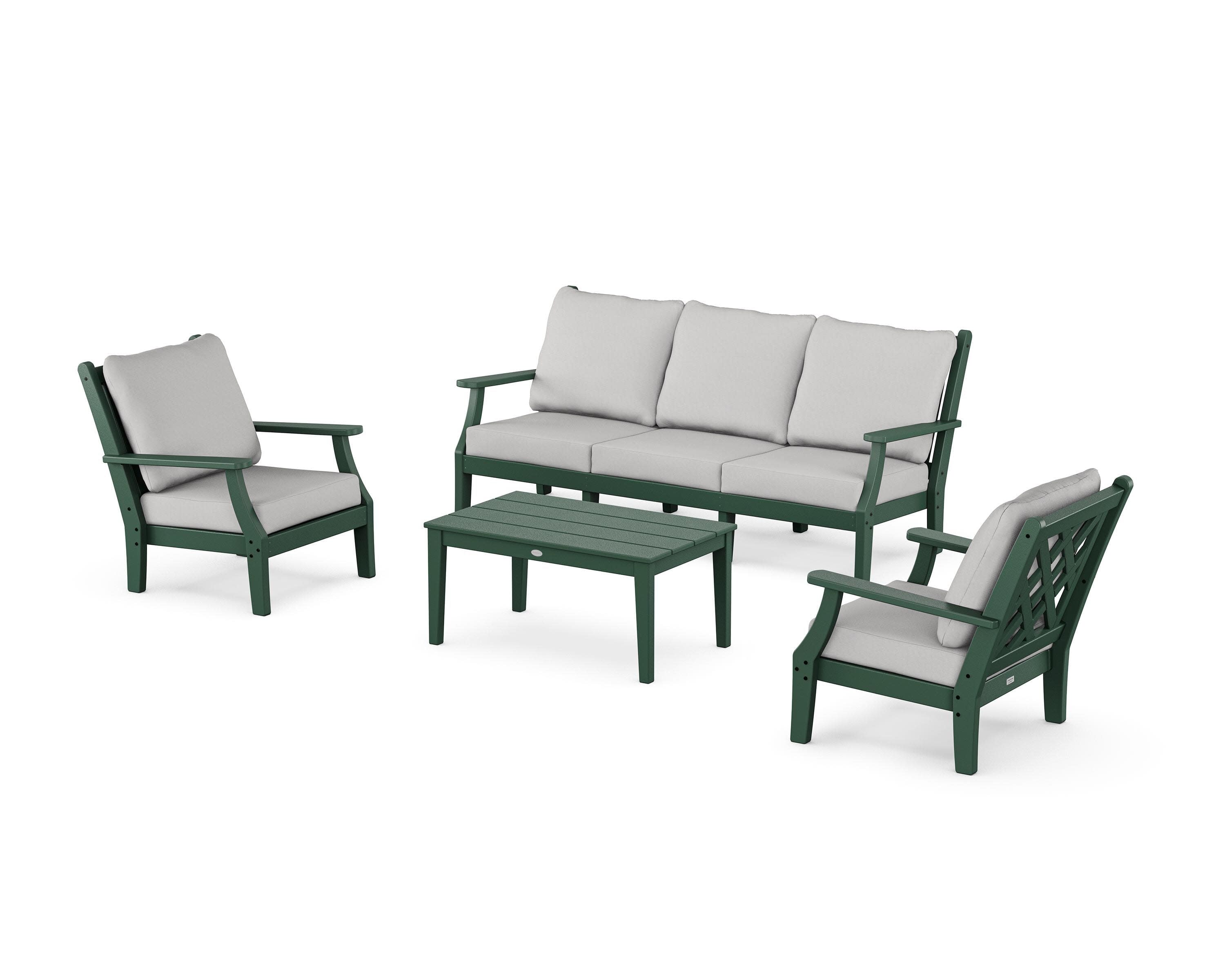 Wovendale 4-Piece Deep Seating Set with Sofa in Green / Diamond in the Rough