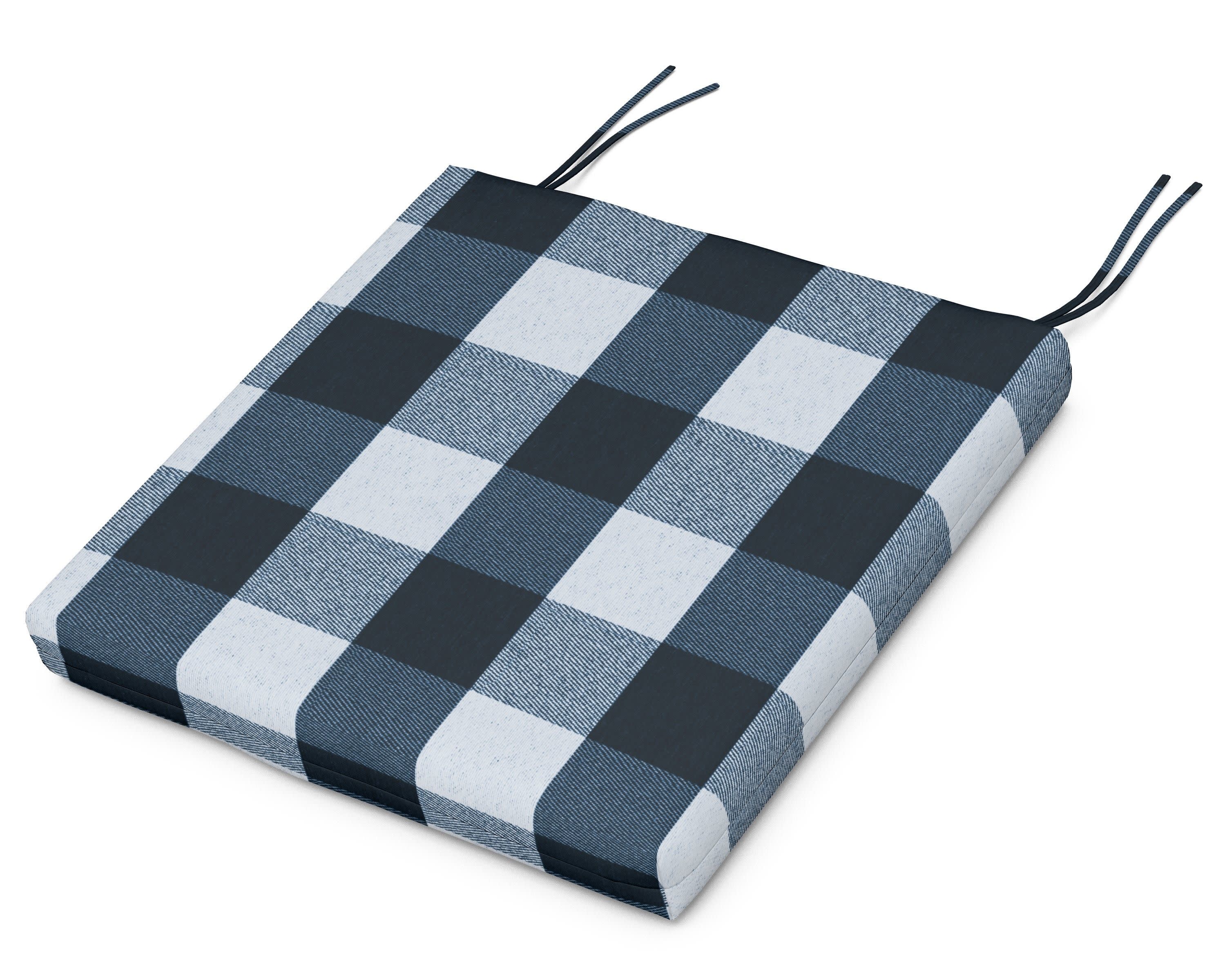 Seat Cushion - 18.5"D x 21"W x 2.5"H in Buffalo Plaid Marine Indigo